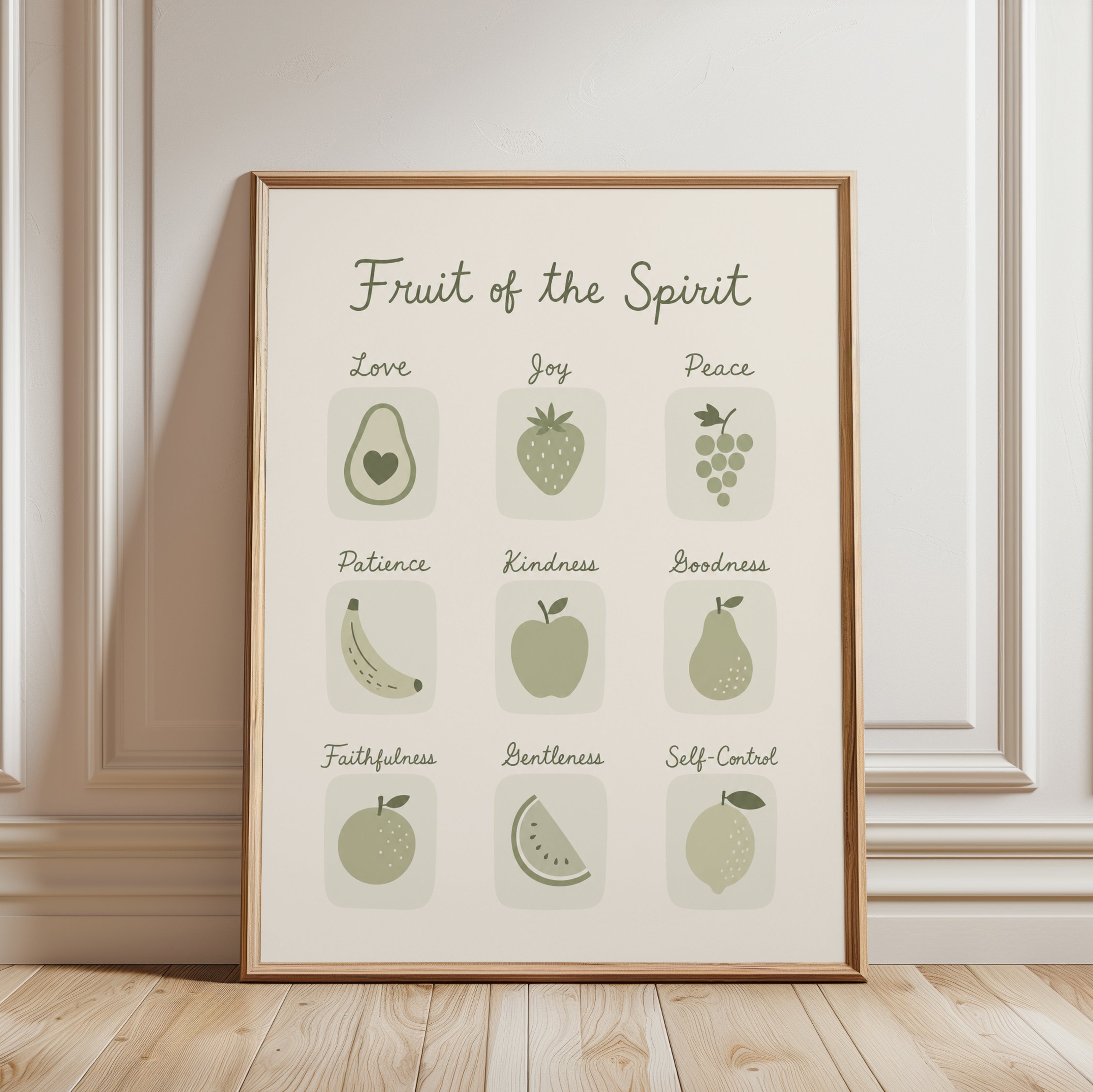 Christian Scripture Wall Art: Fruit of the Spirit - framed detail