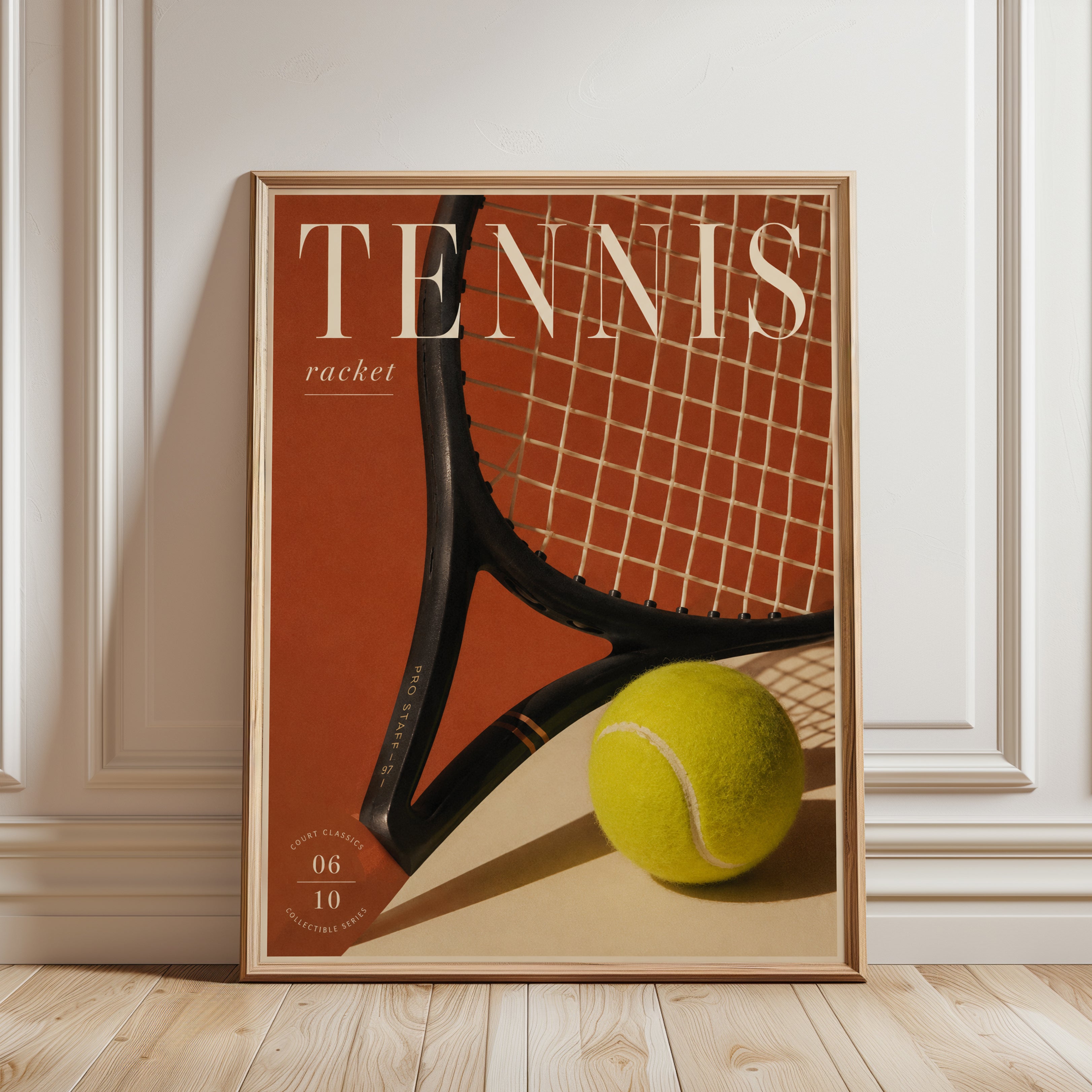 Retro Tennis Poster Print - framed detail