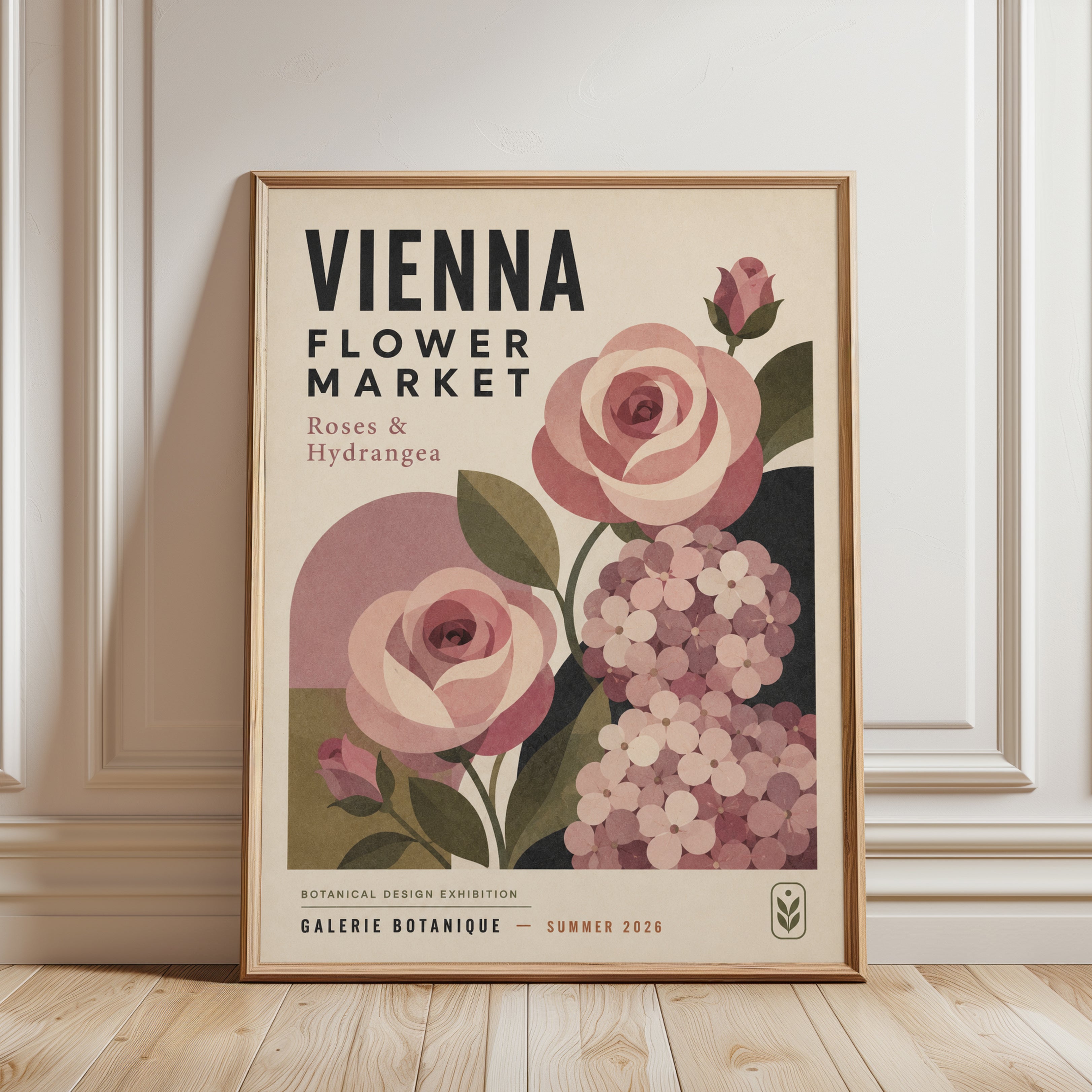Vienna Flower Market Poster — Botanical Exhibition Print - framed detail