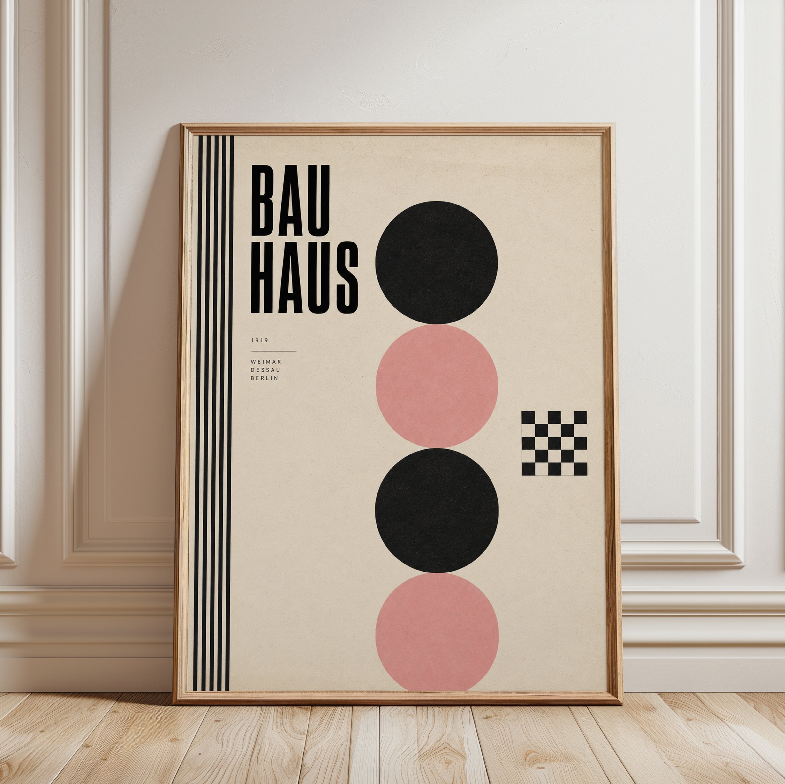 Bauhaus Print: Bold Geometric Shapes - framed detail
