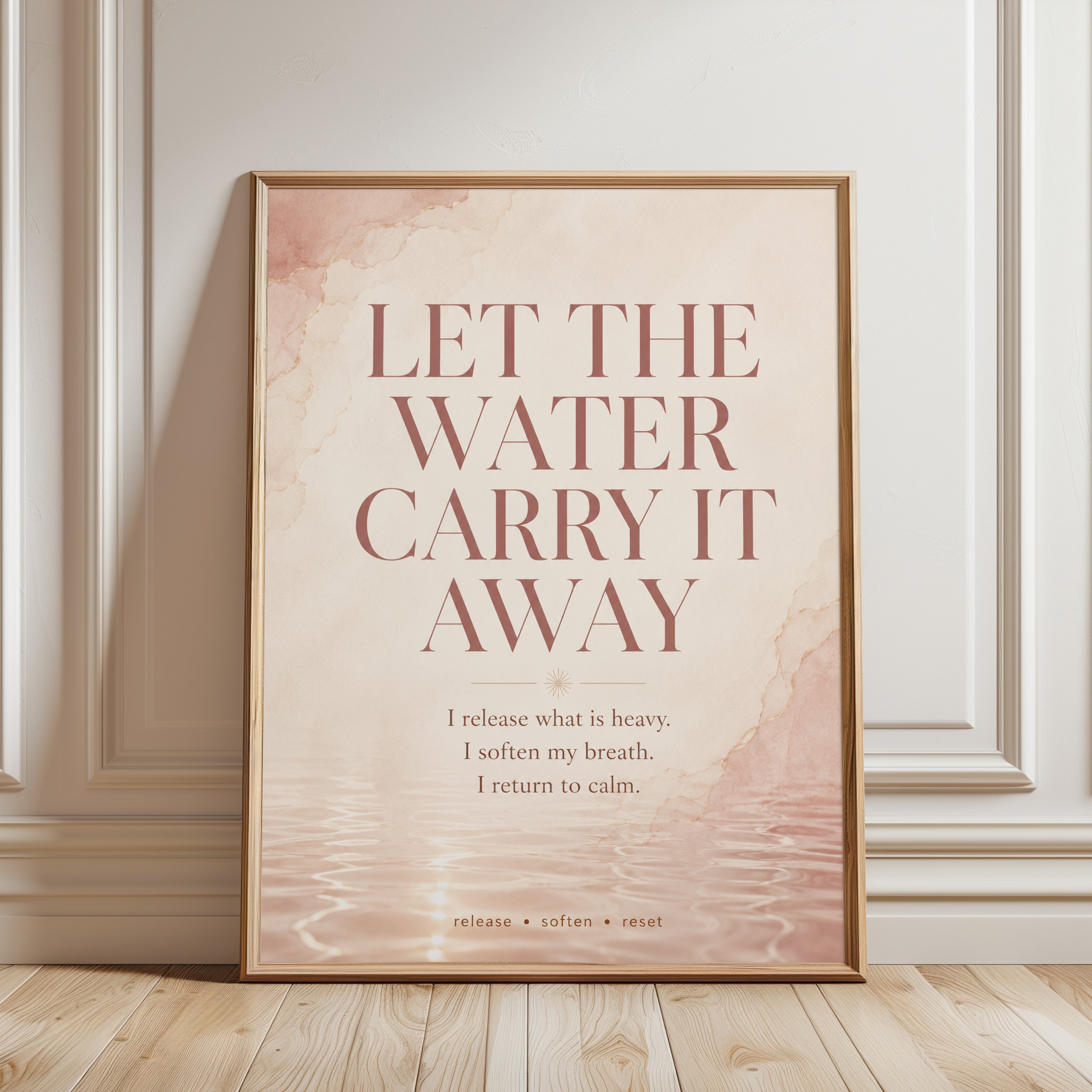 Mindfulness Wall Art – Calming Bathroom Print - framed detail