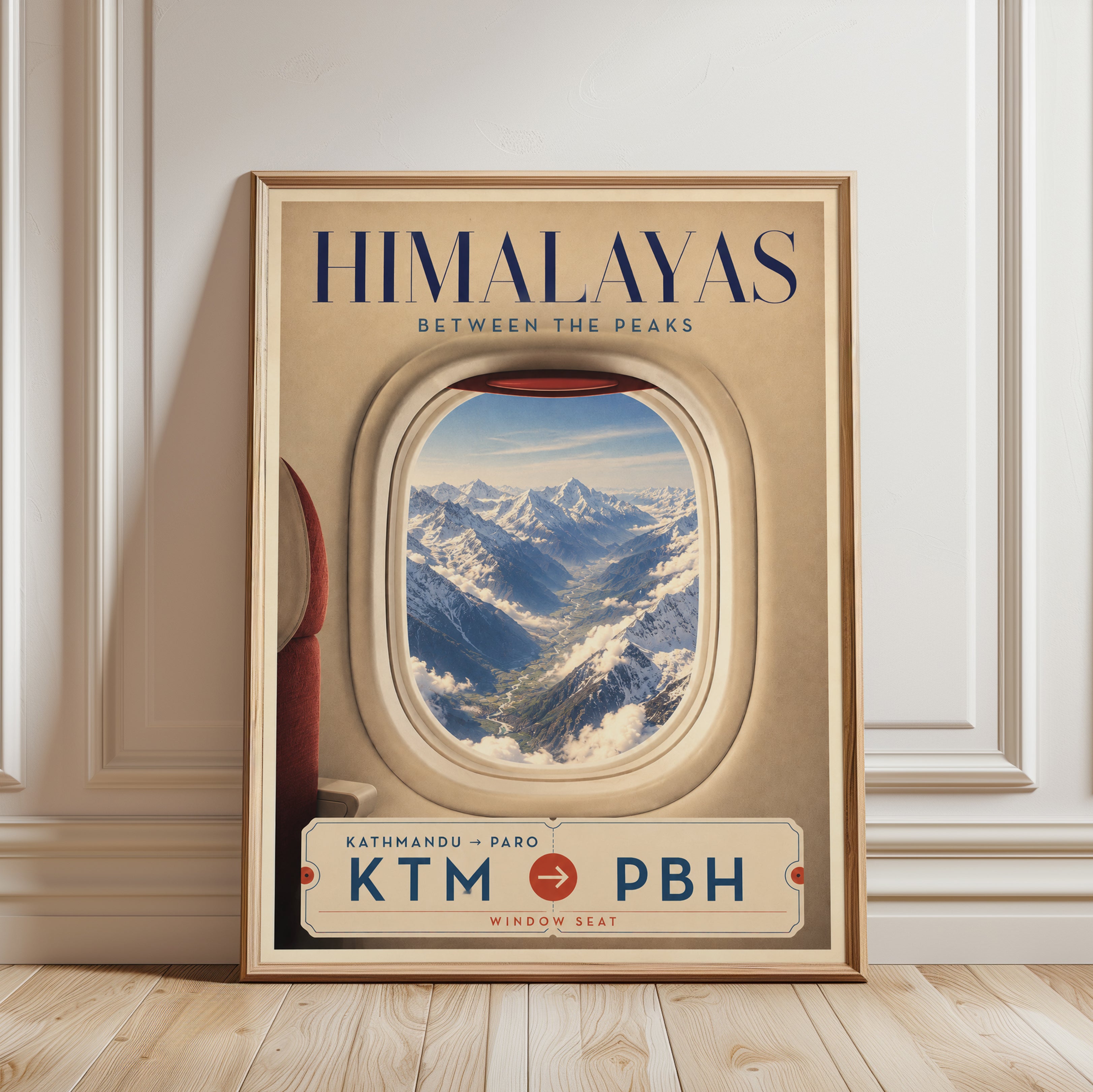 Himalayas Travel Poster - framed detail