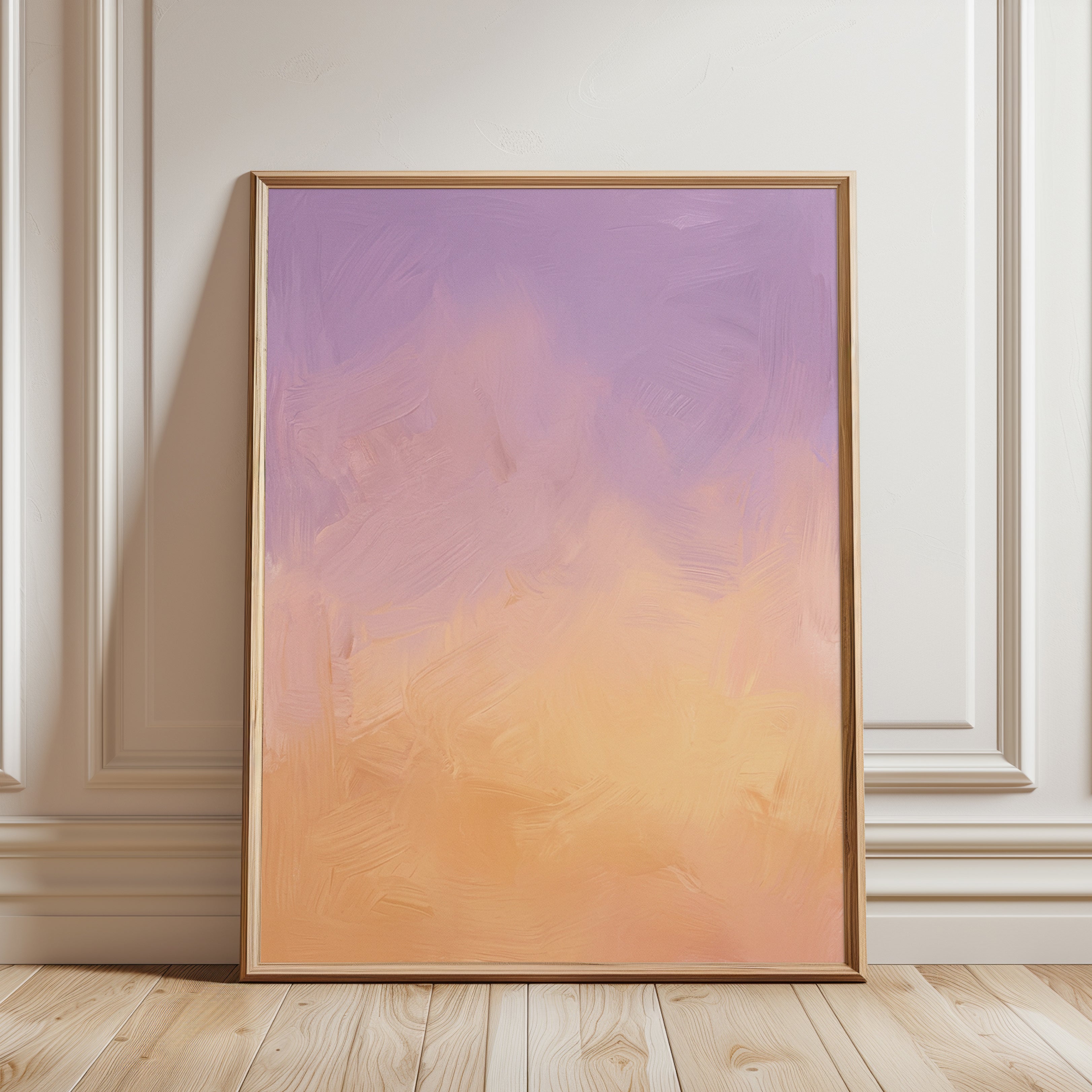 Pastel Gradient Abstract Print — Soft Purple Peach Ombre - framed detail
