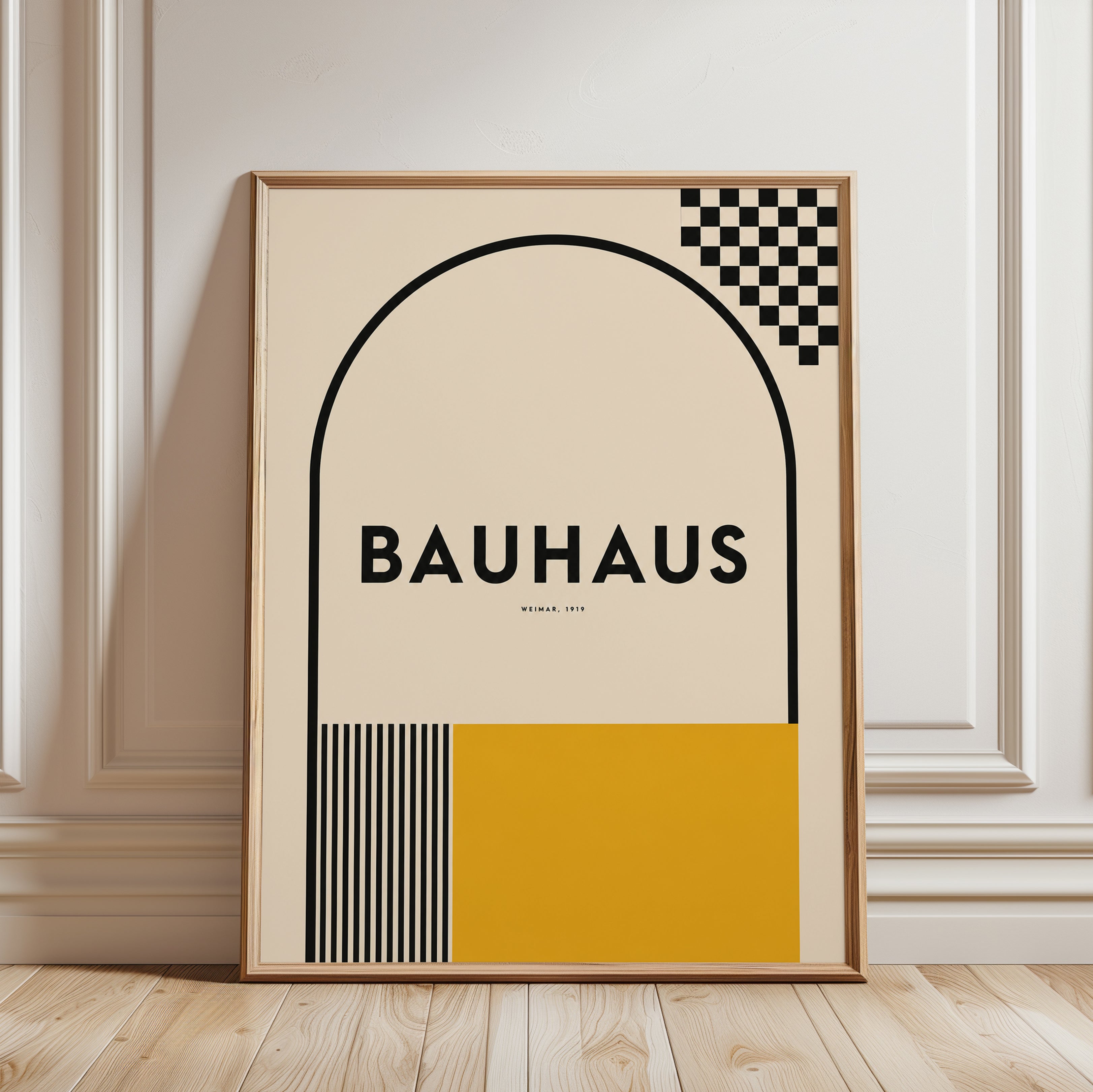 Bauhaus Art Print: Modernist Geometric Decor (Living Room or Office) - framed detail