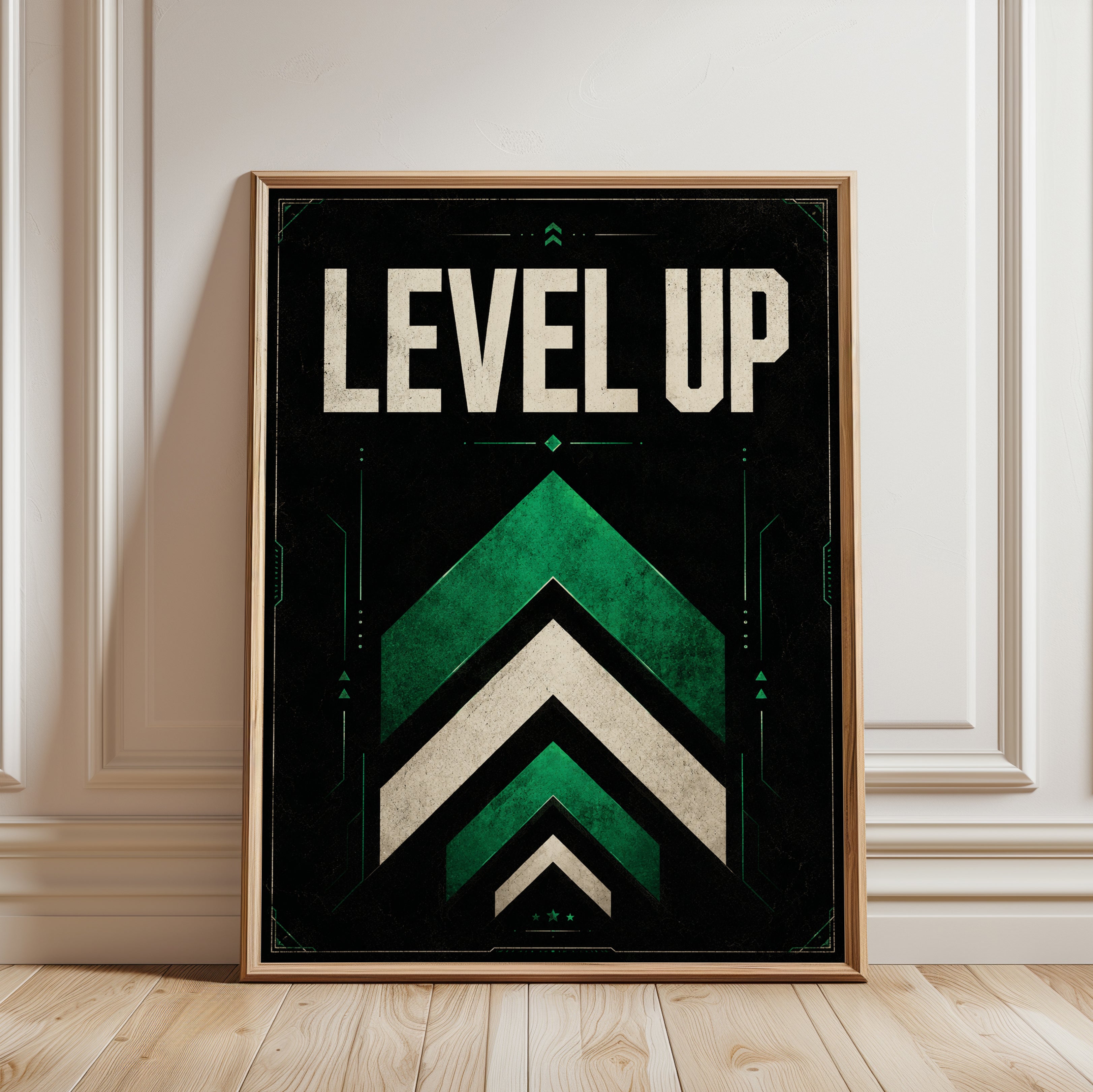 Gaming Typography Print – Level Up - framed detail