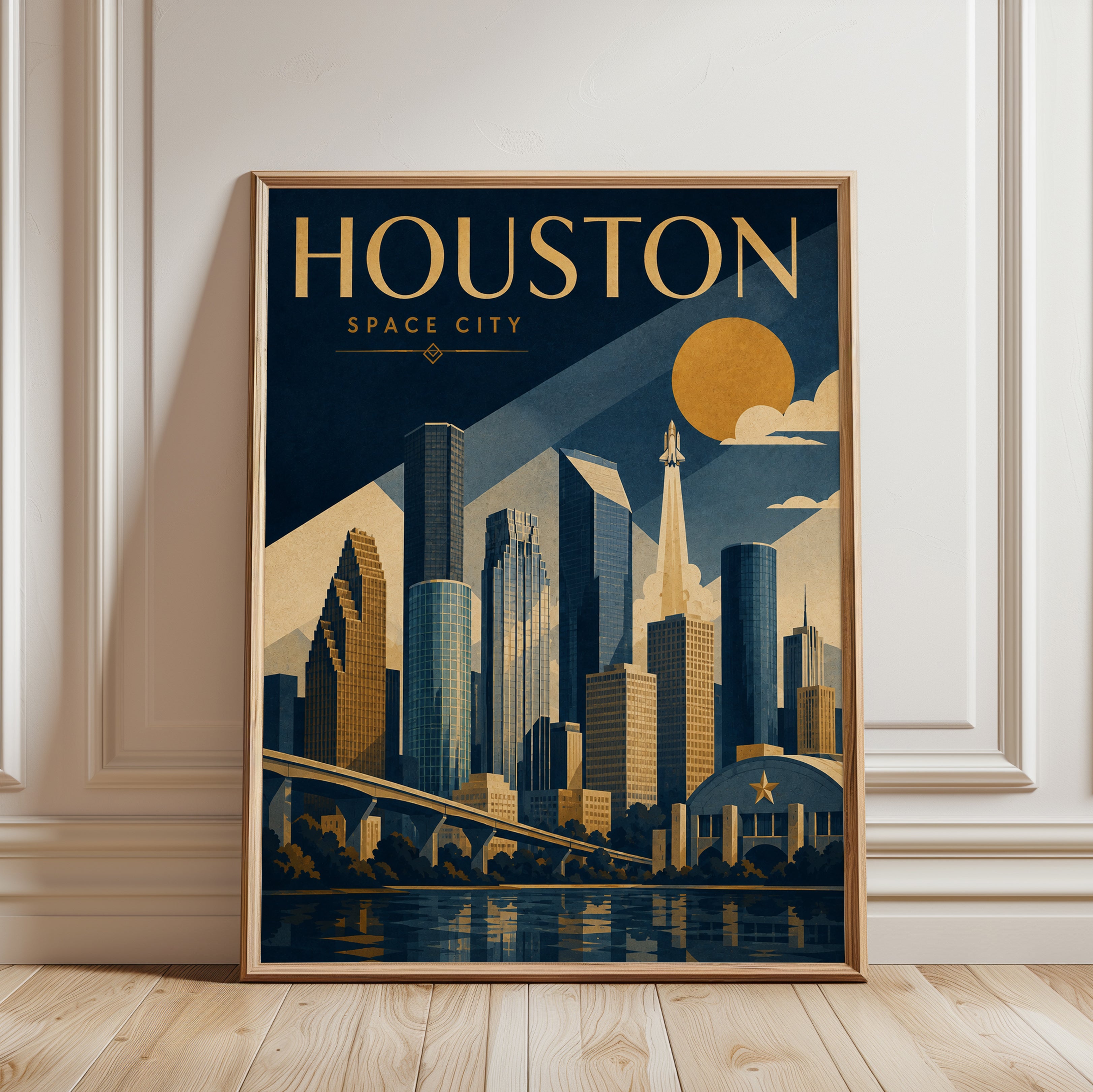 Houston Travel Poster – Space City Print - framed detail