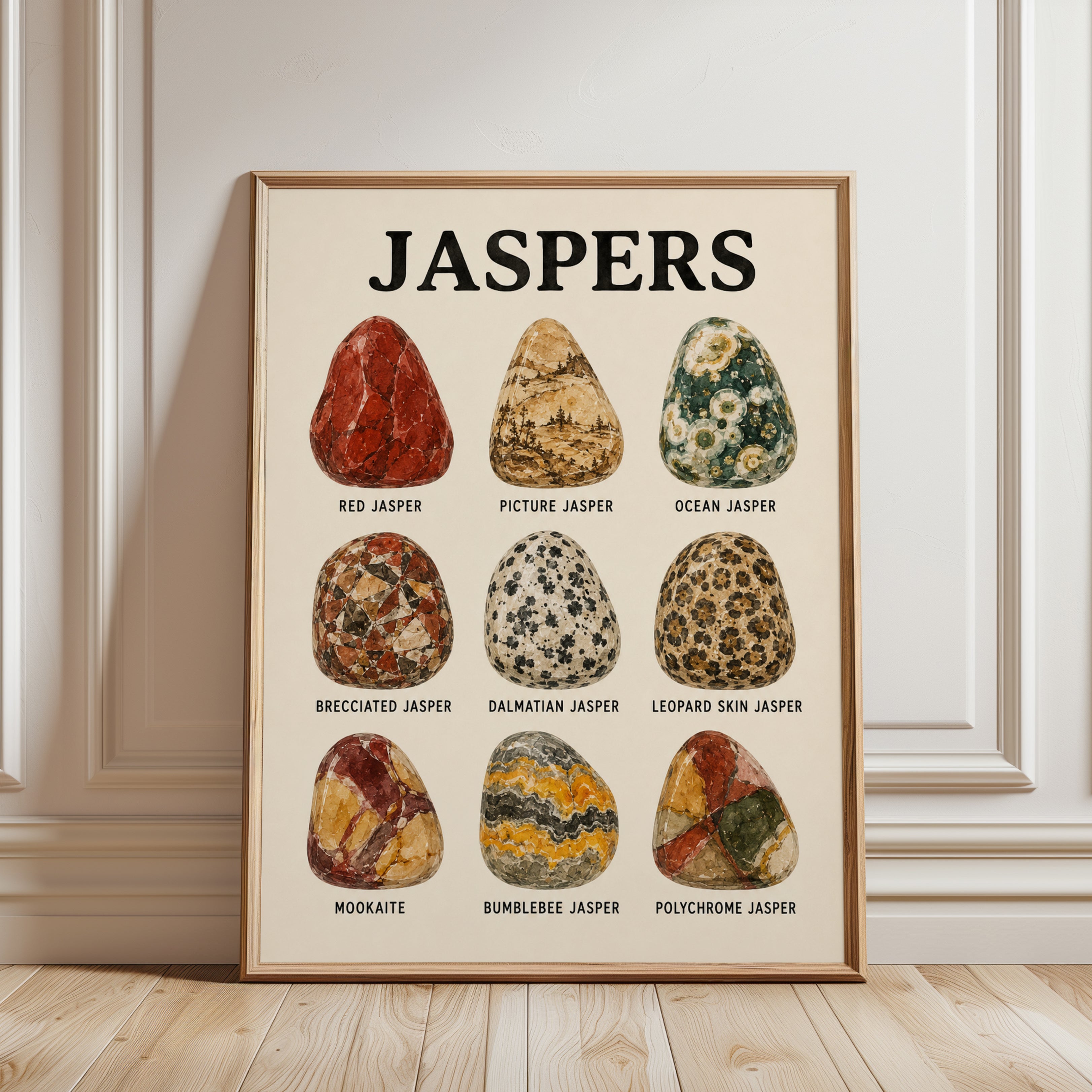 Jasper Stone Collection Print: Vintage Mineralogy Chart Art - framed detail