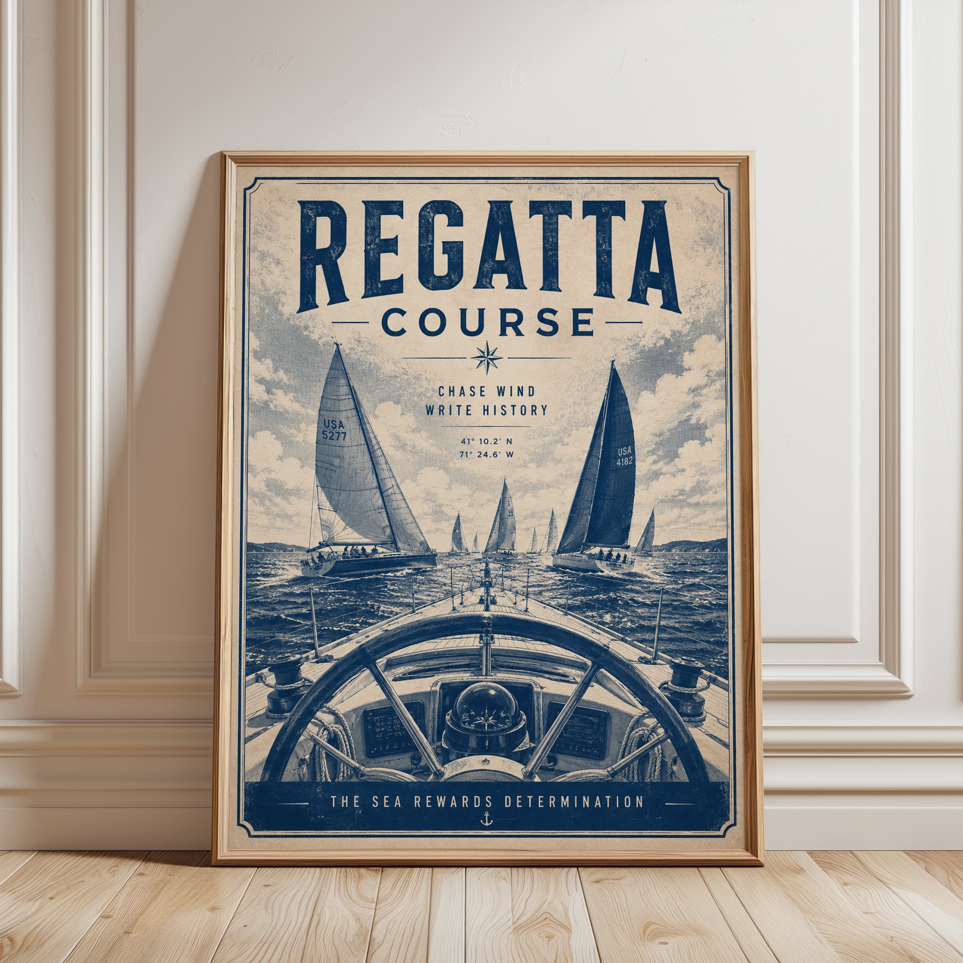 Sailing Wall Art – Nautical Regatta Poster - framed detail