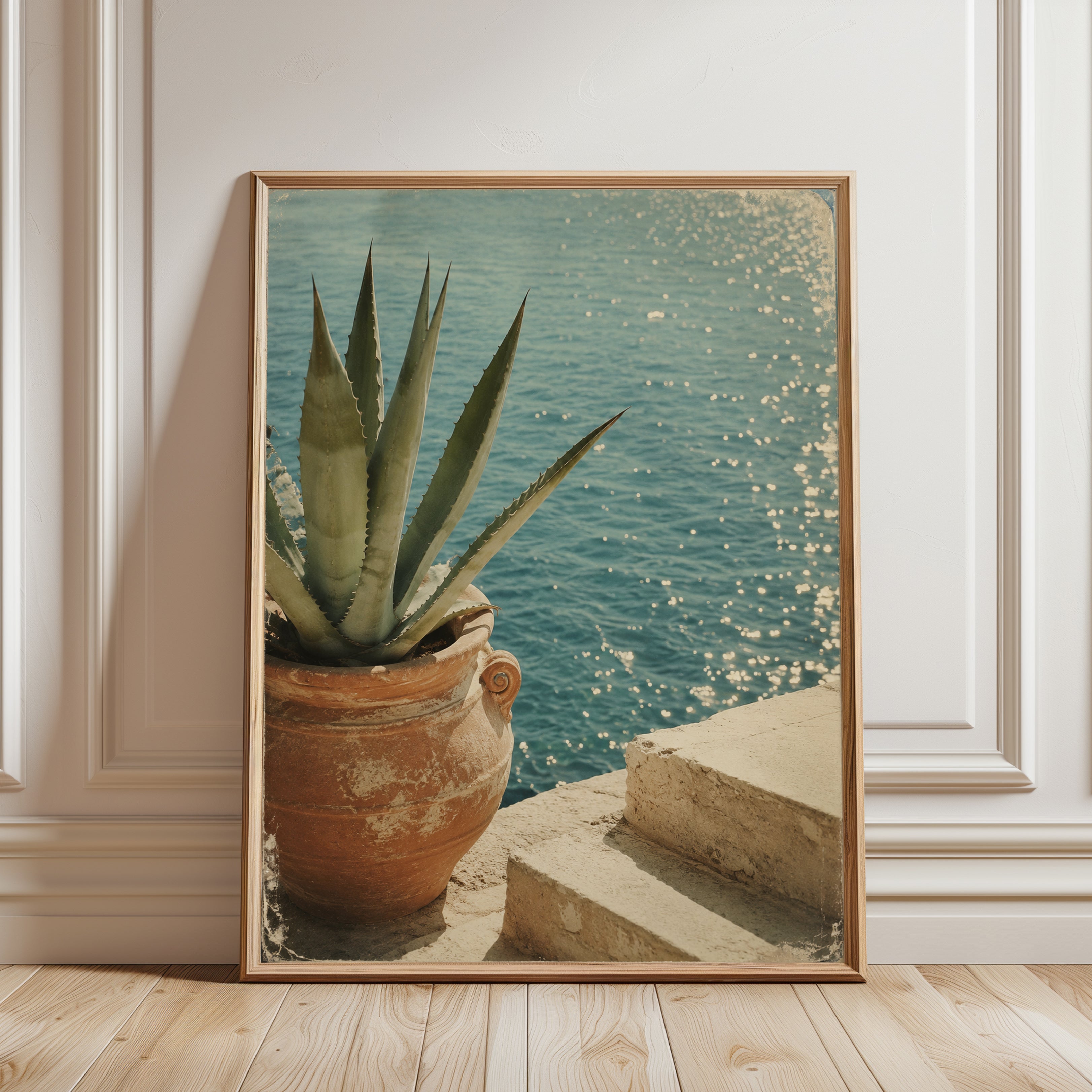 Coastal Mediterranean Wall Art - framed detail