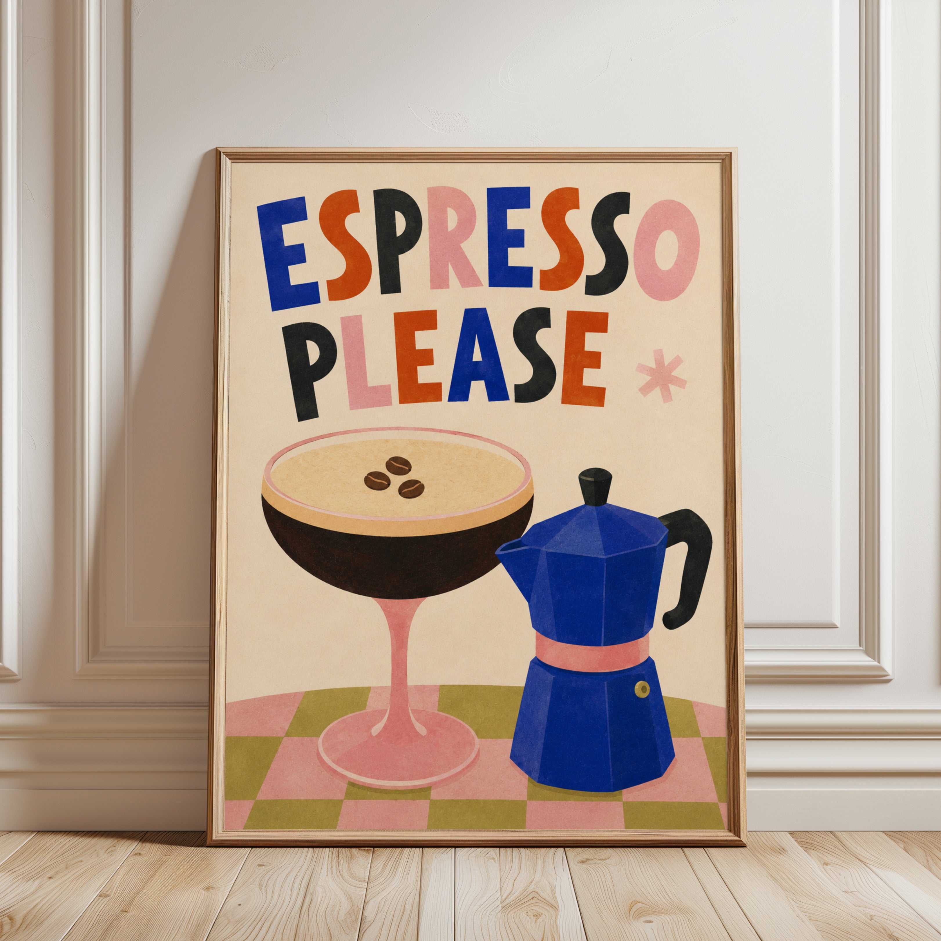Espresso Please Coffee Print - framed detail