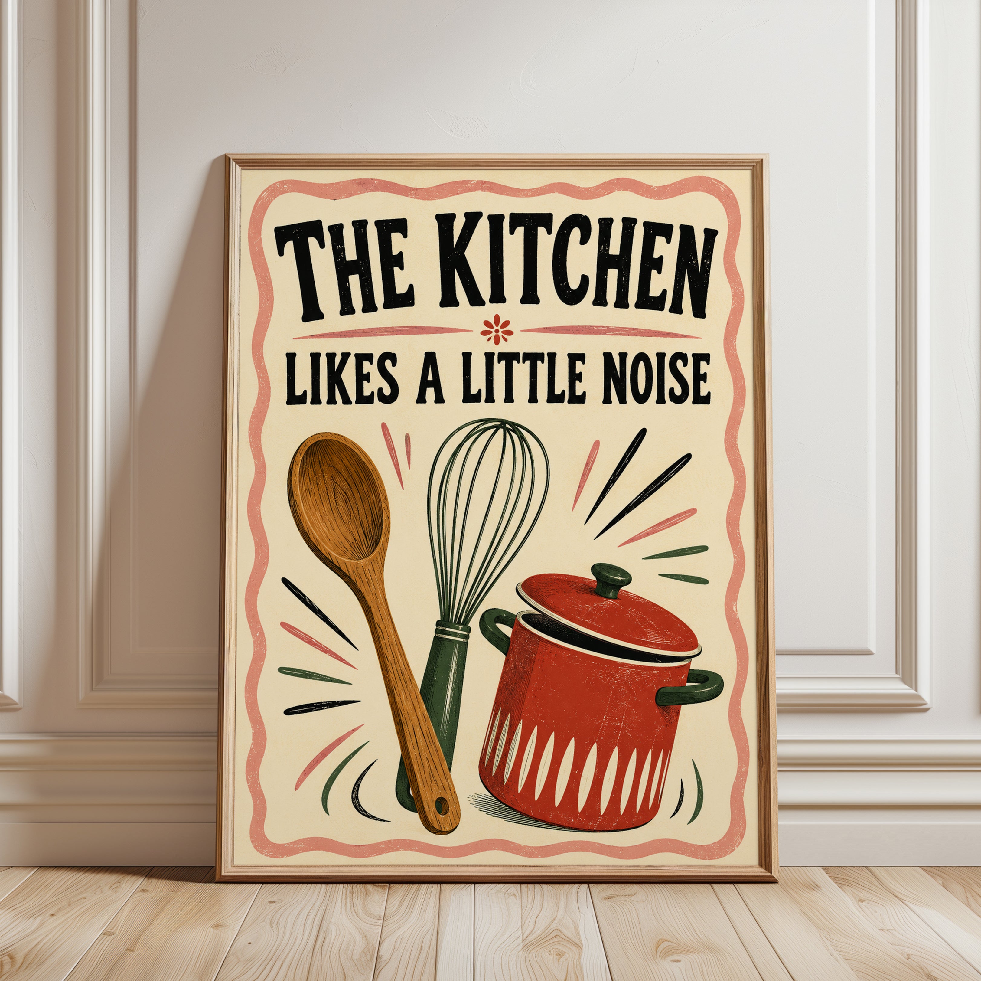 Retro Kitchen Print – Funny Cooking Quote - framed detail
