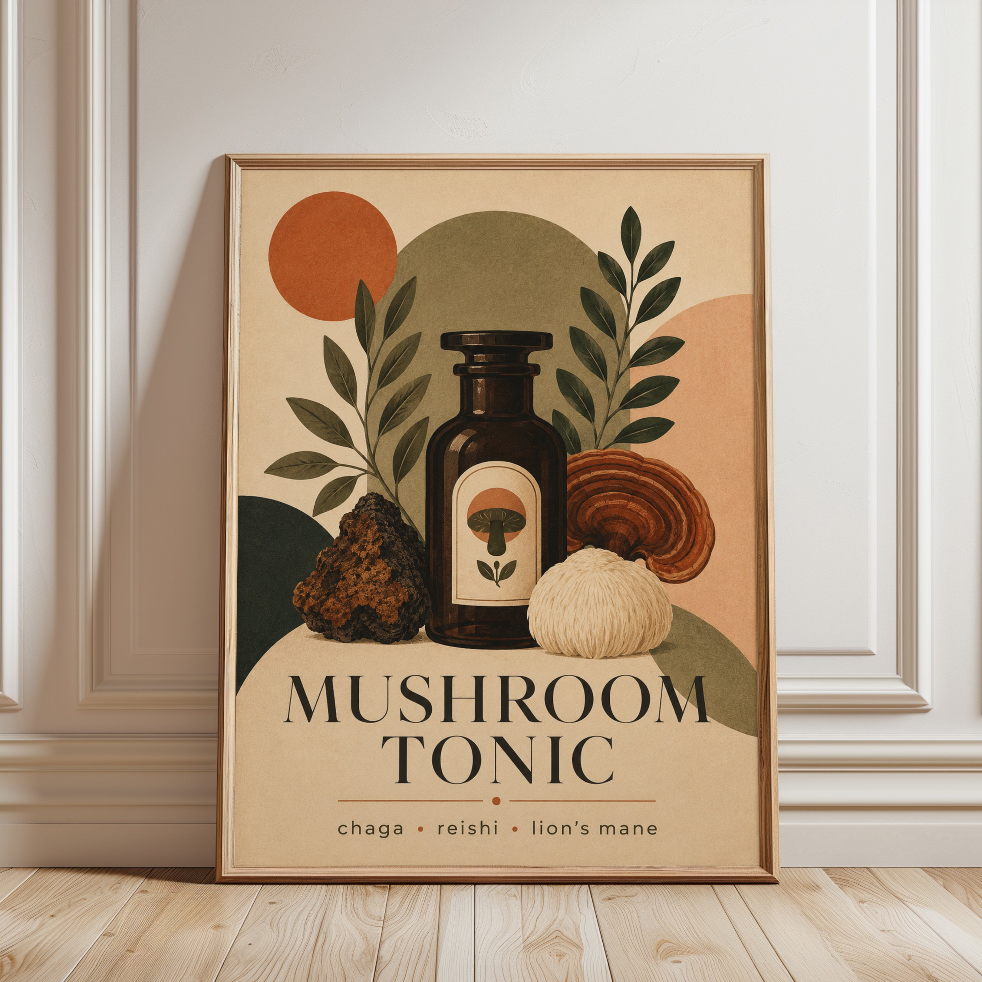 Mushroom Botanical Print - framed detail