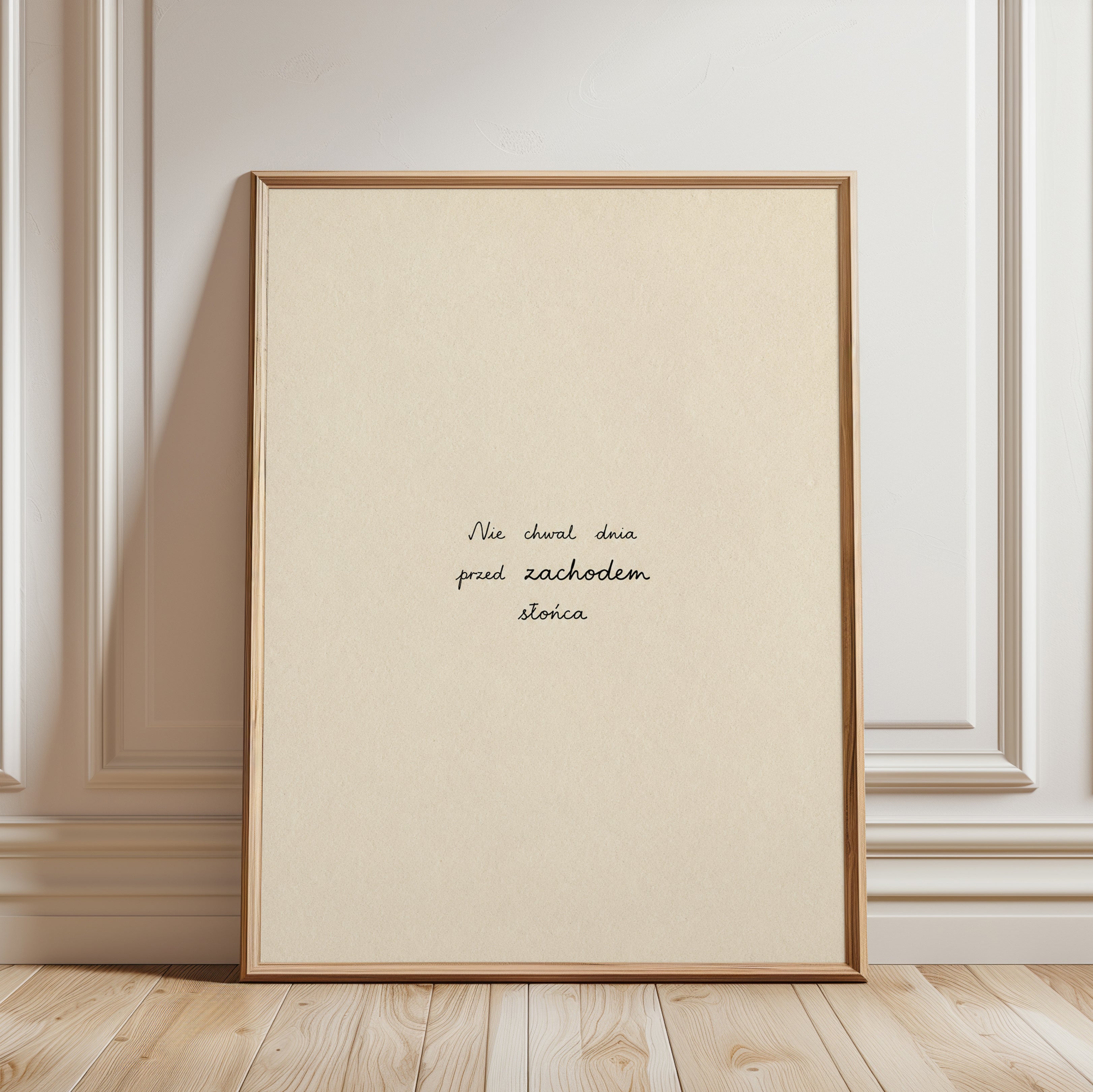 Polish Text Art Print: Minimalist Handwritten Typography - framed detail