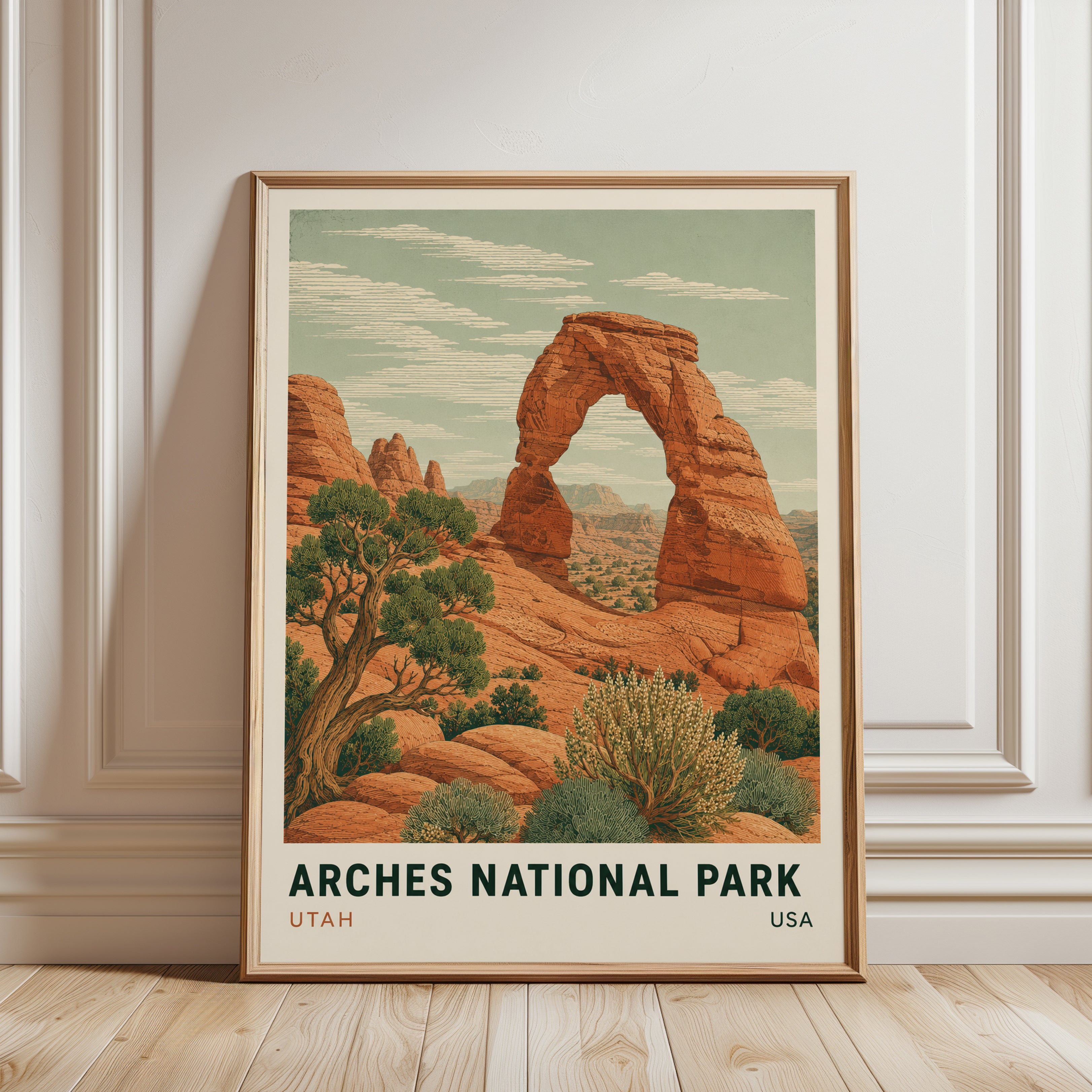 National Park Wall Art – Vintage Travel Poster - framed detail