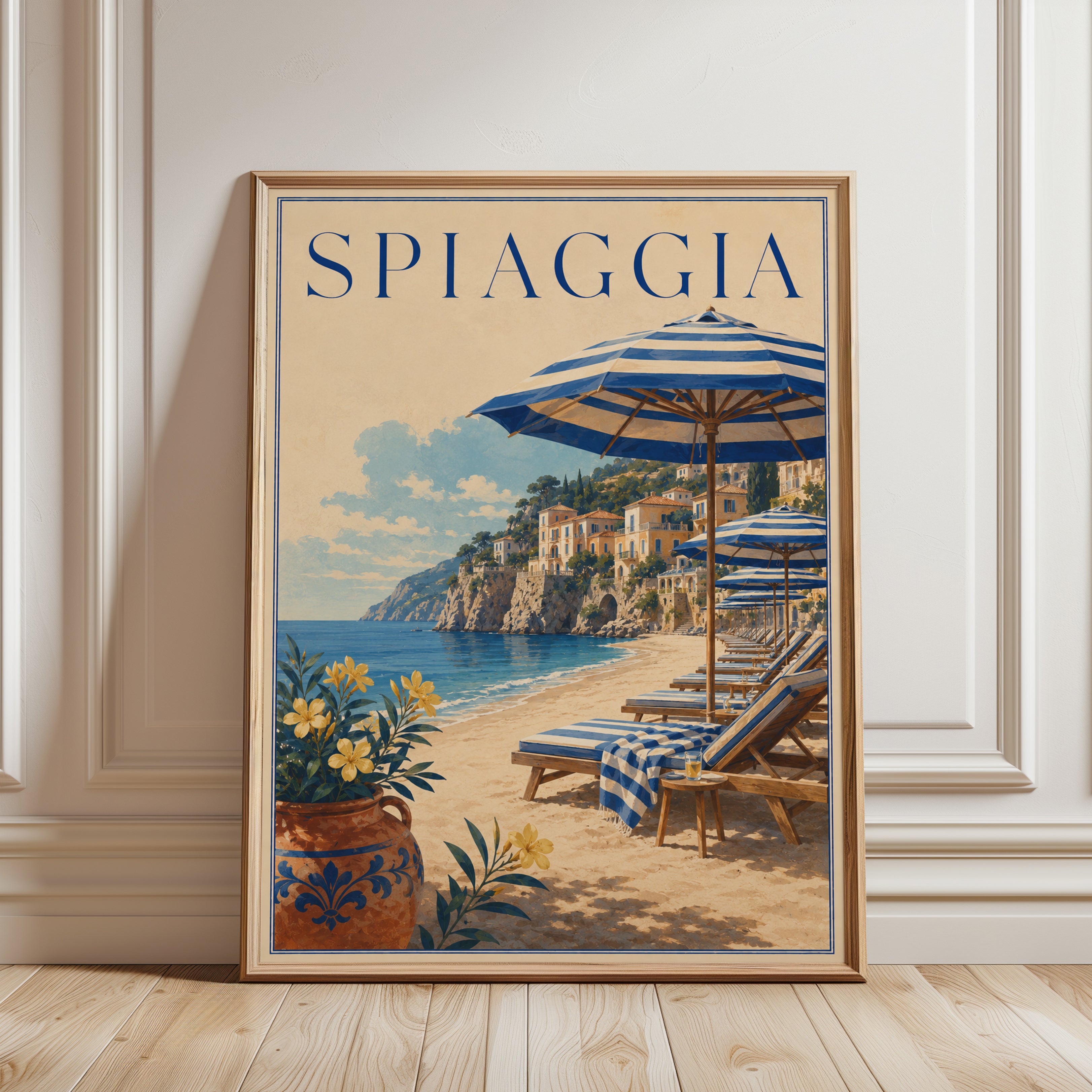 Spiaggia Travel Poster - framed detail