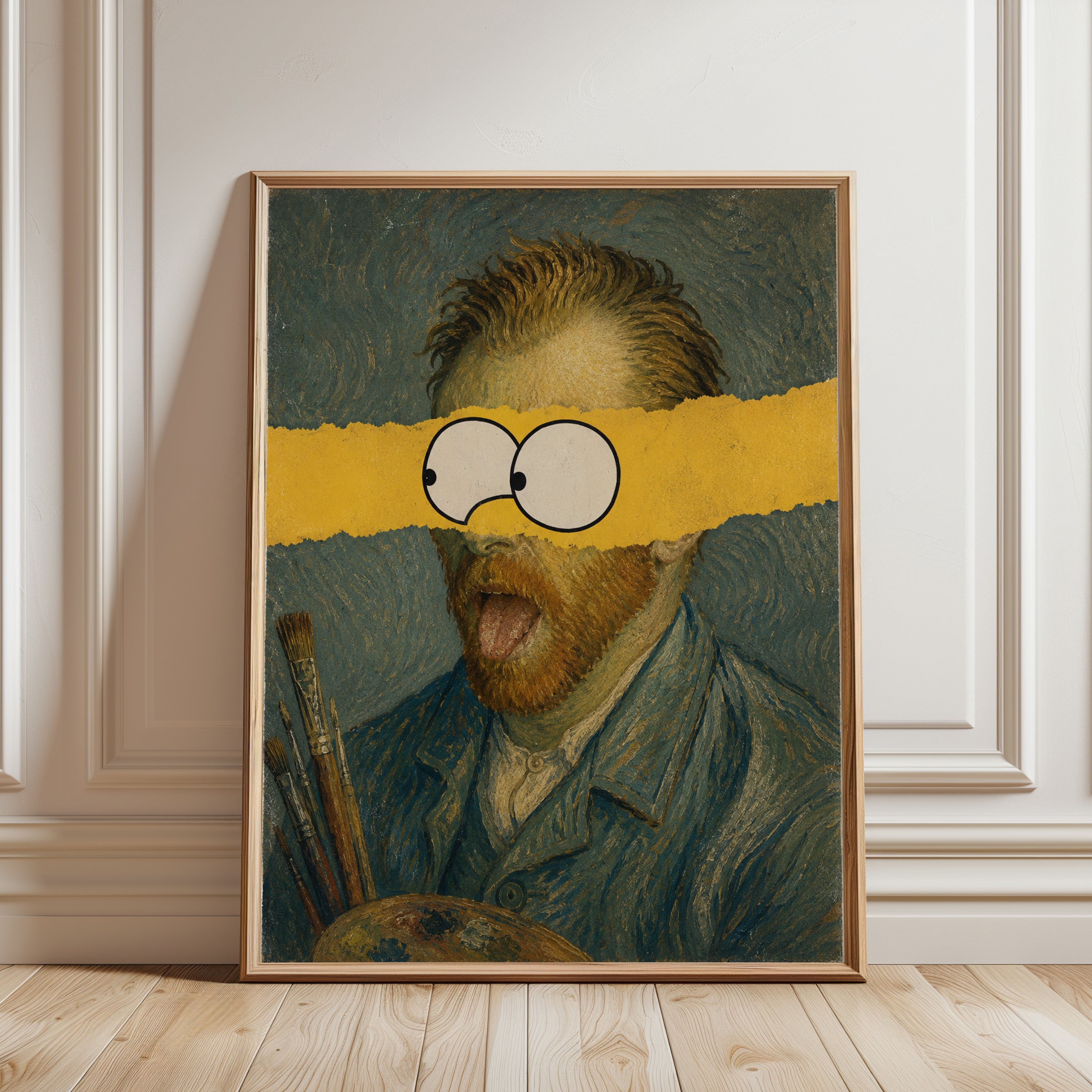 Funny Portrait Wall Art – Humorous Fine Art Print - framed detail