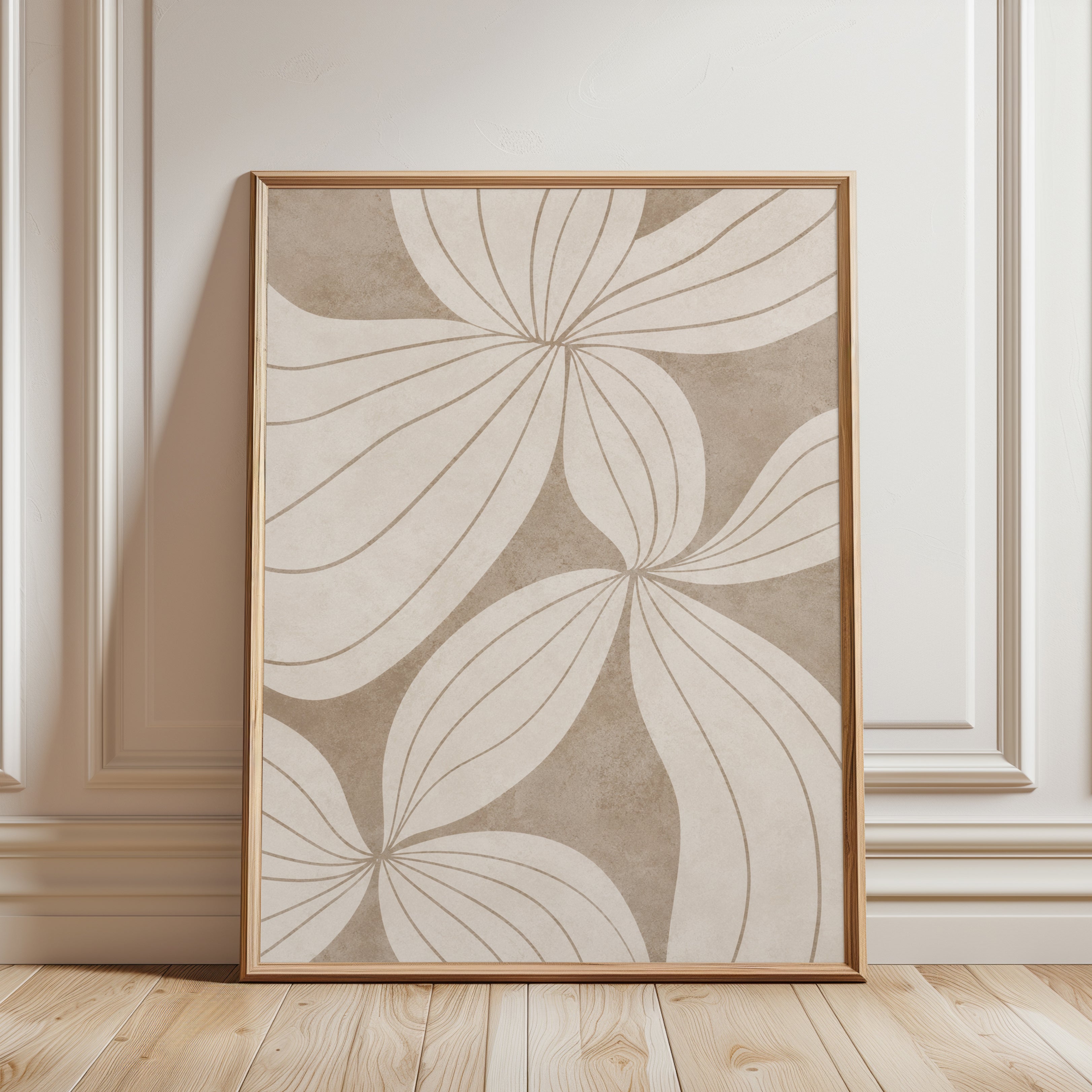 Neutral Abstract Wall Art - framed detail