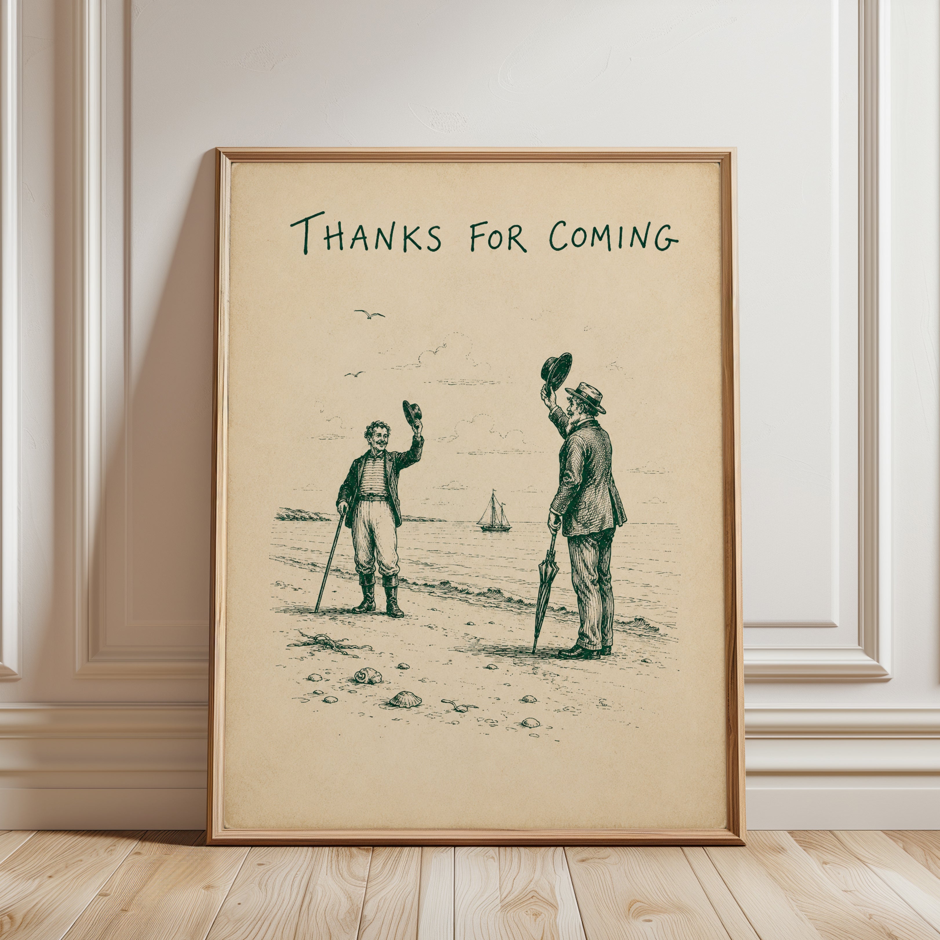 Nautical Vintage Beach Print - framed detail