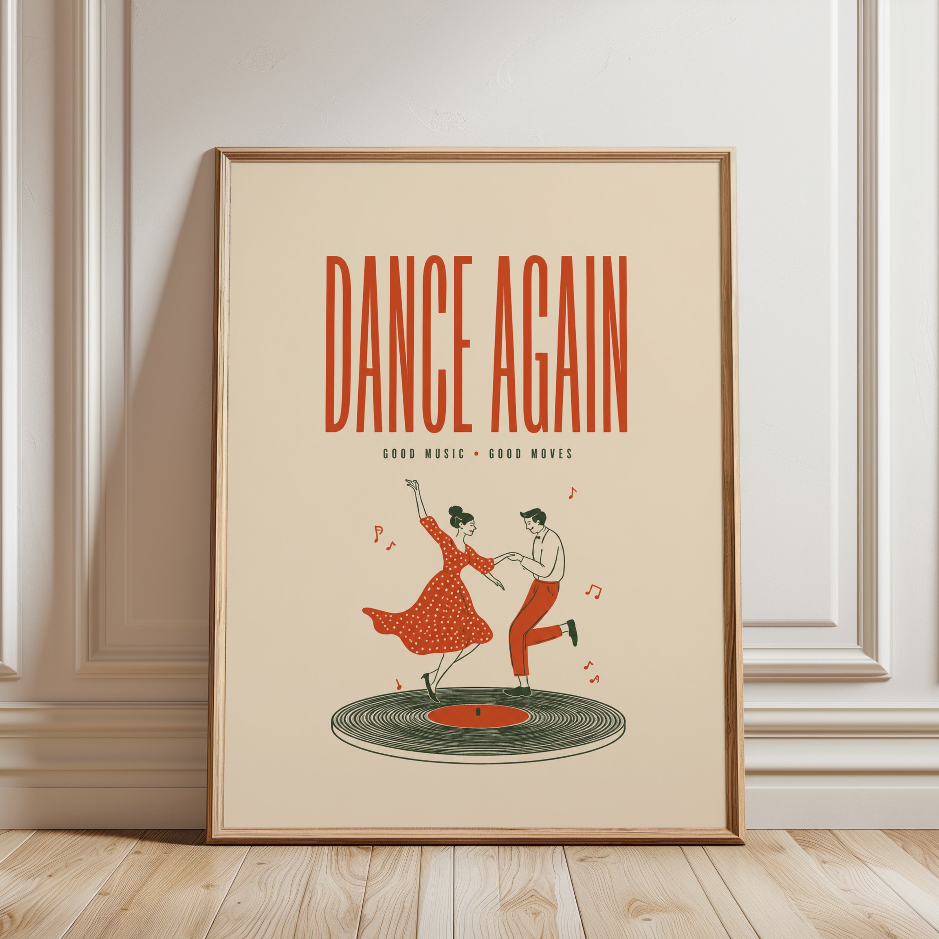 Vintage 1950s Dance Poster - framed detail