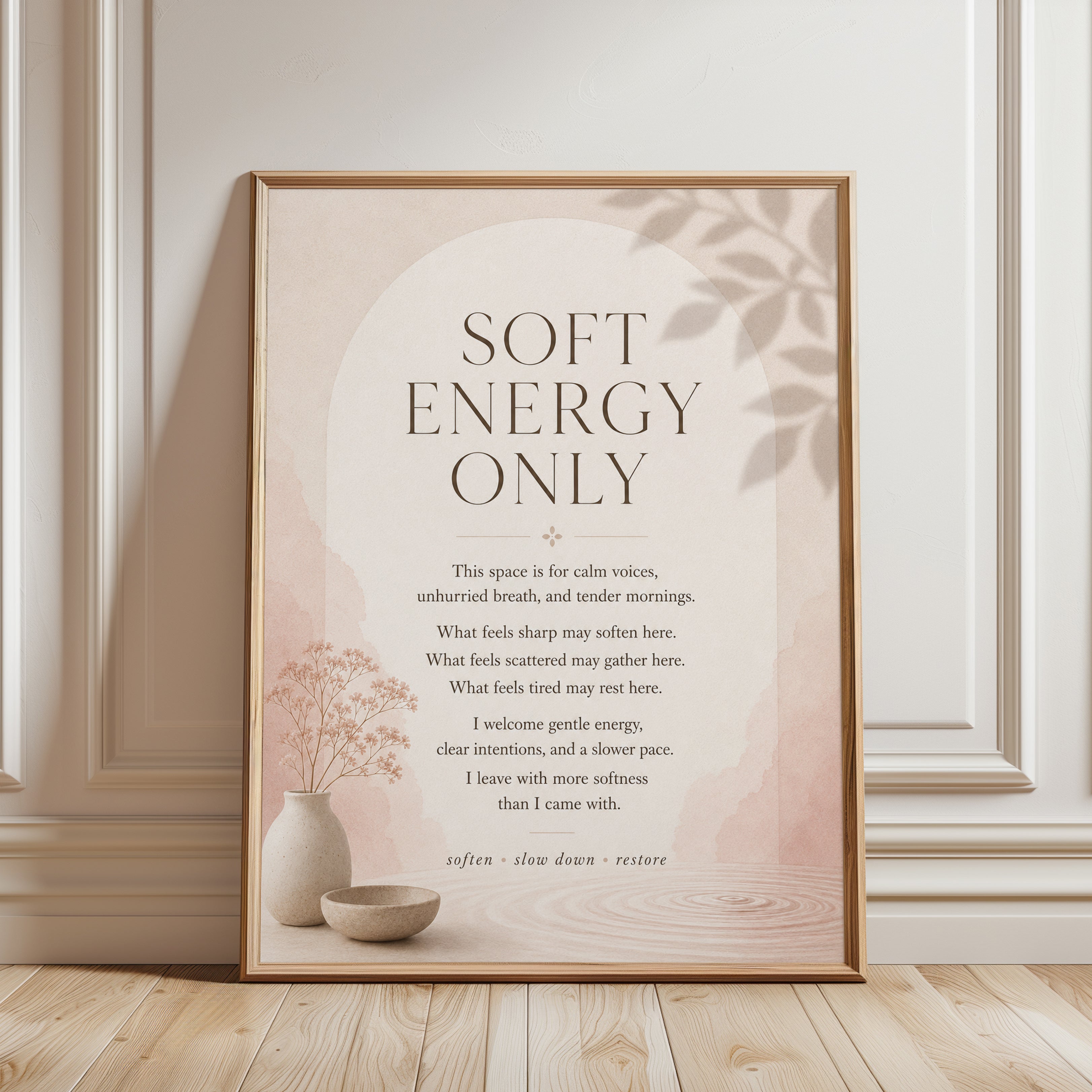 Calm Space Wall Art – Mindfulness Print - framed detail