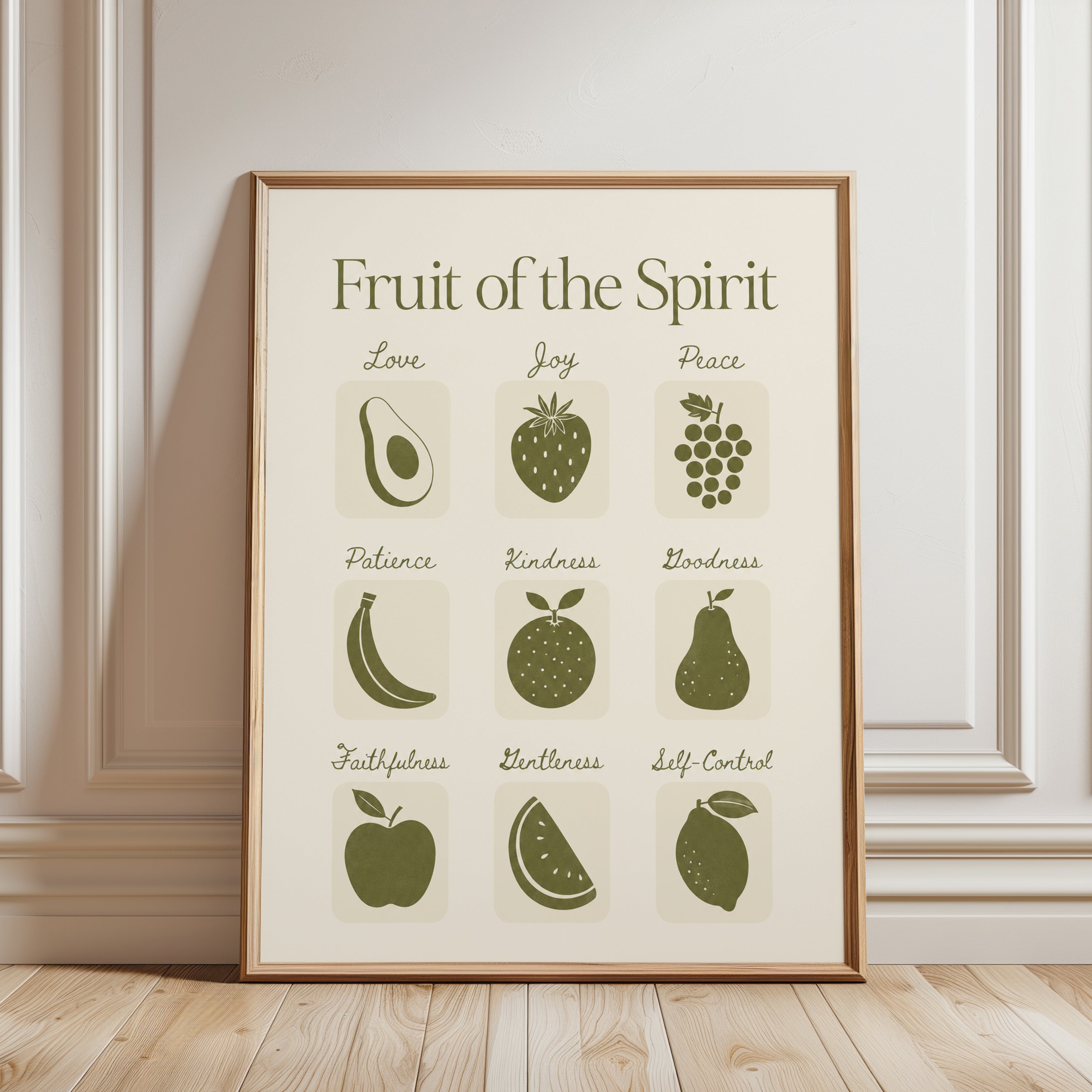 Fruit of the Spirit Print: Biblical Verse Art - framed detail