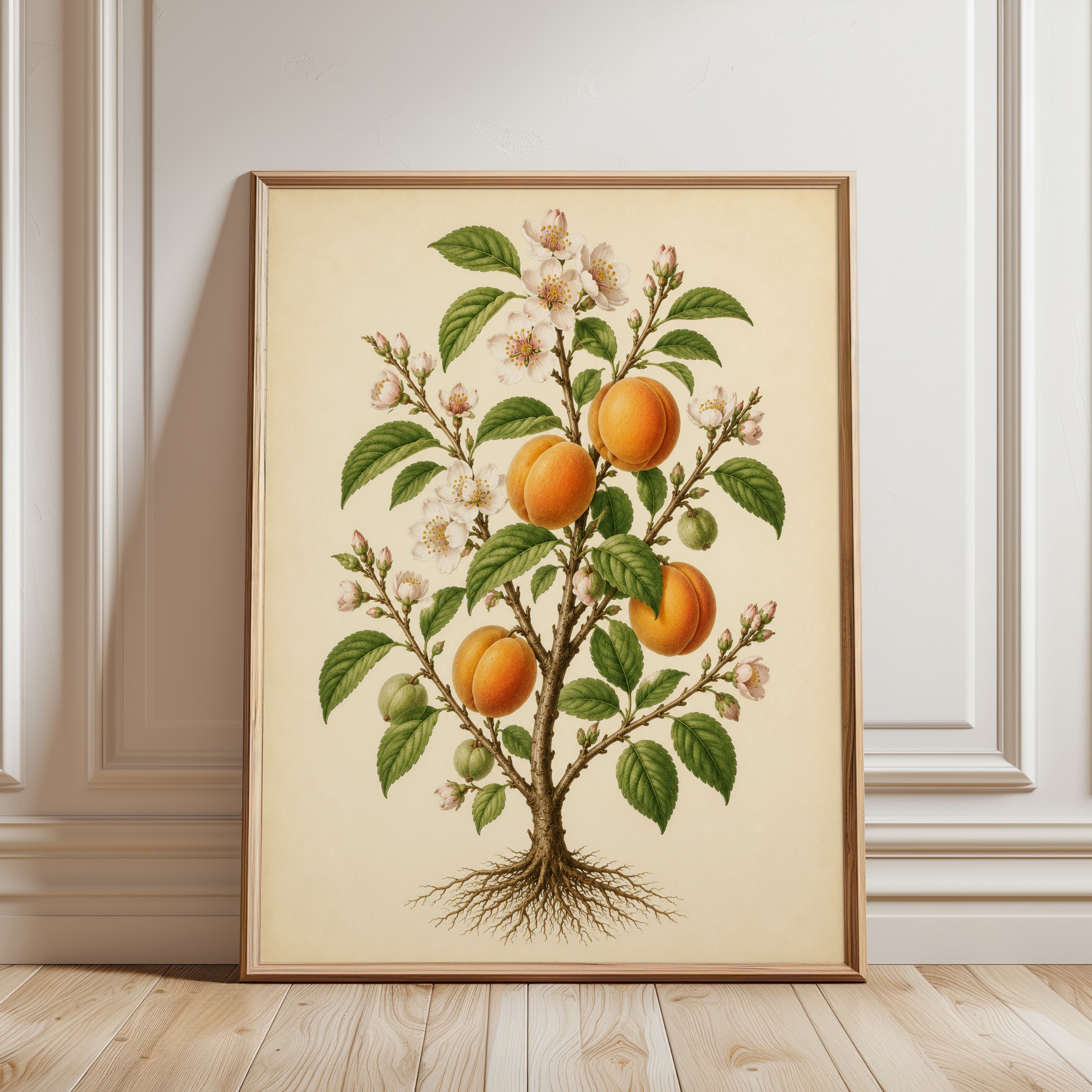 Peach Tree Botanical Print: Vintage Scientific Illustration - framed detail