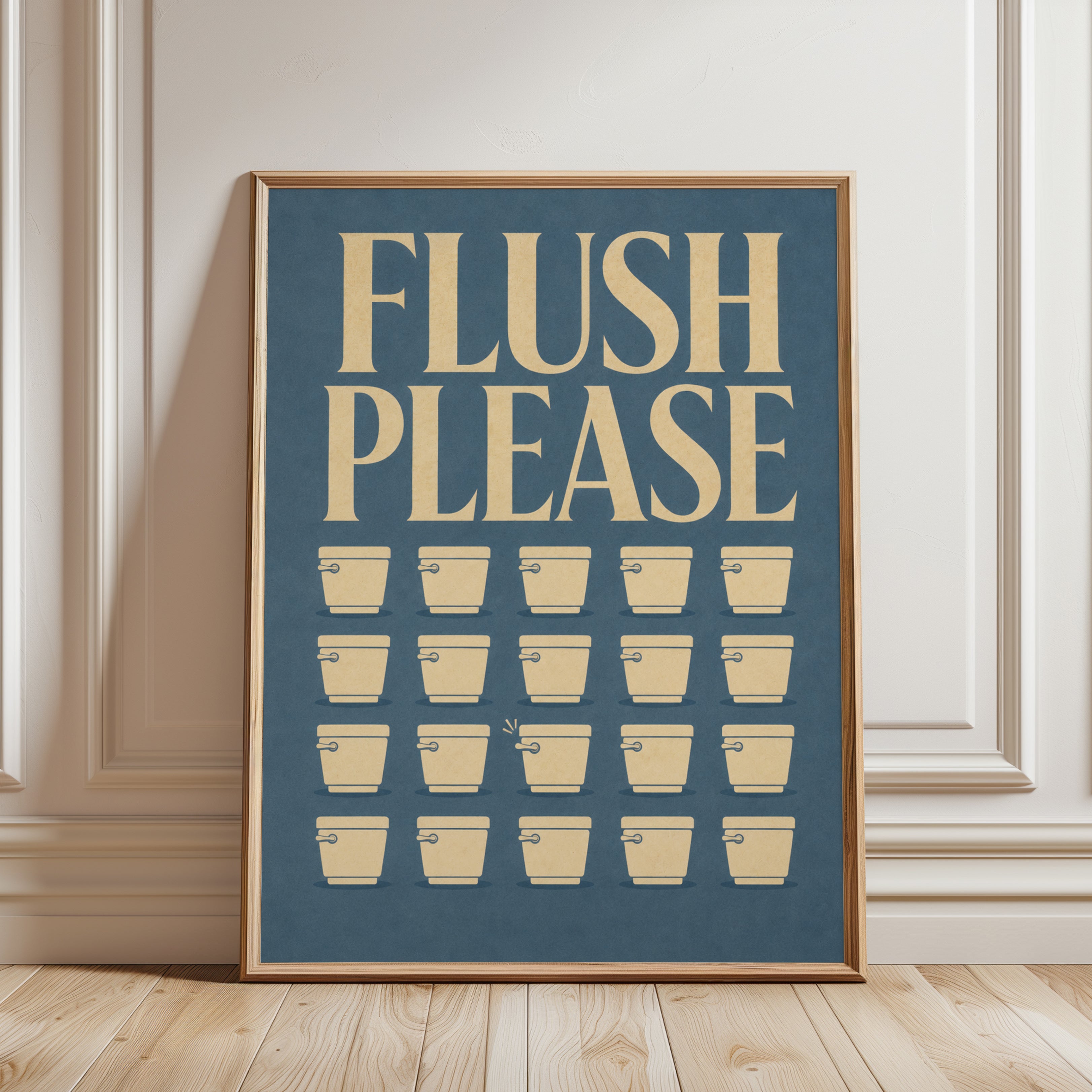 Vintage Bathroom Sign – Flush Please - framed detail
