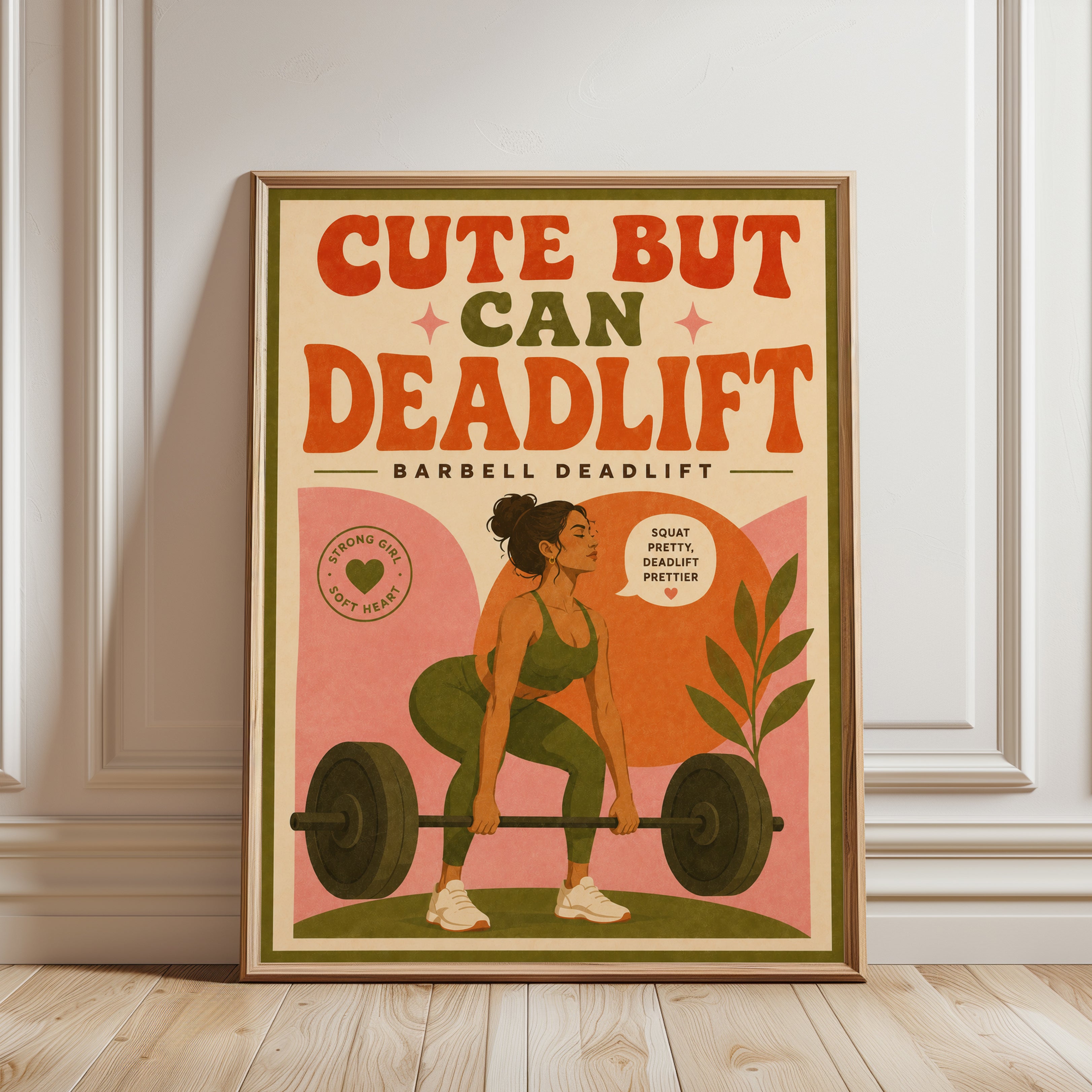 Retro Fitness Print - framed detail