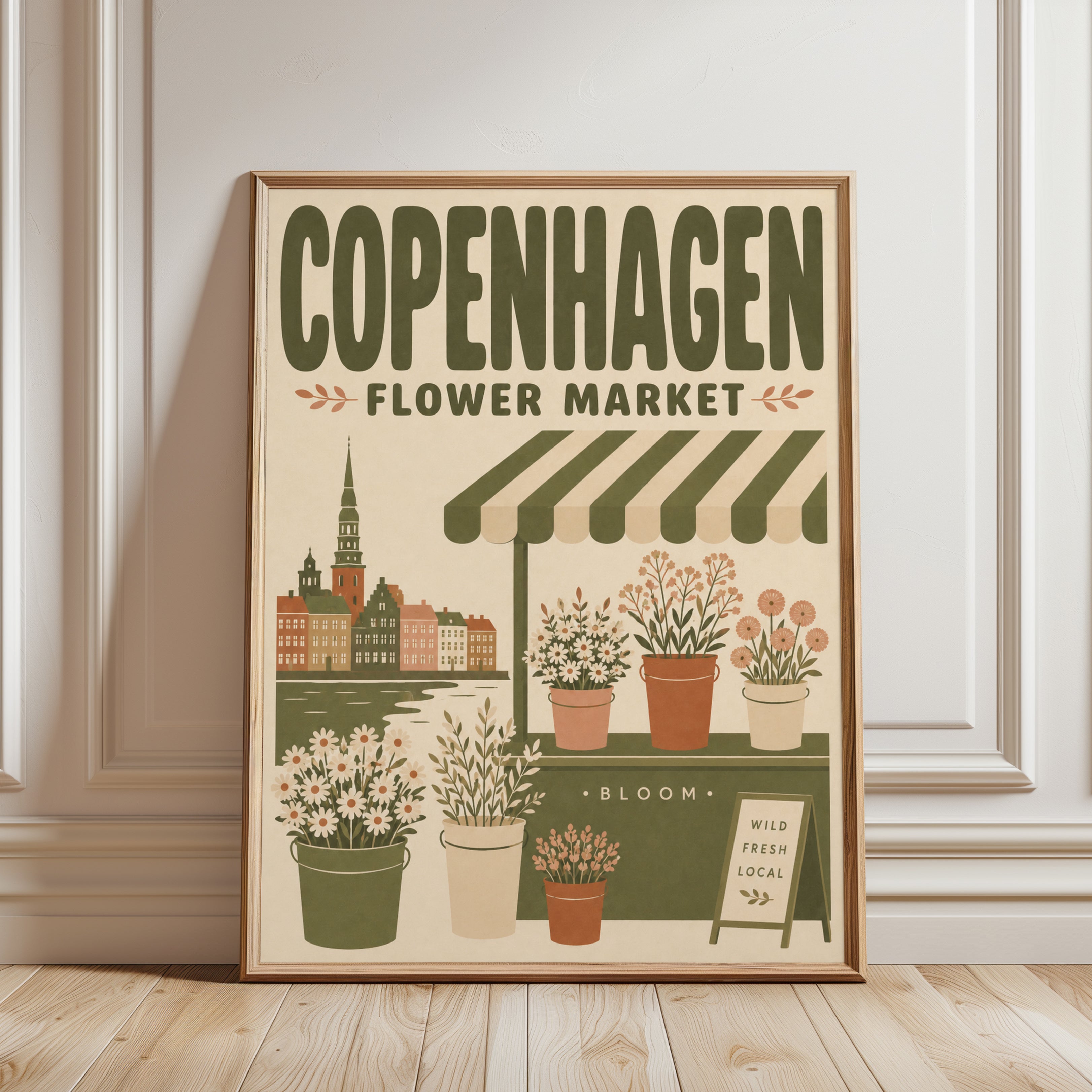 Scandinavian Vintage Travel Print - framed detail