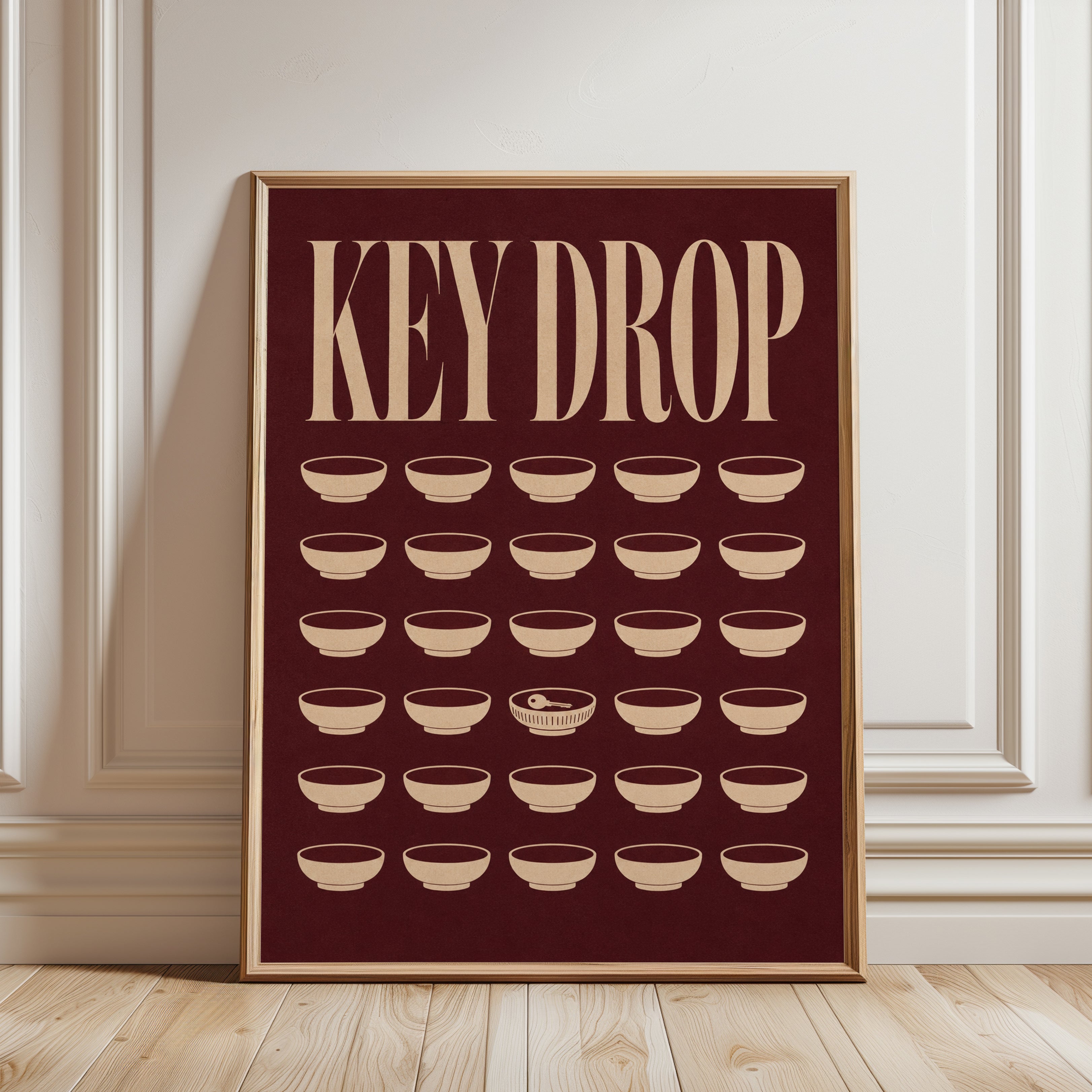 Key Drop Wall Art: Mid-Century Retro Organizer Print - framed detail