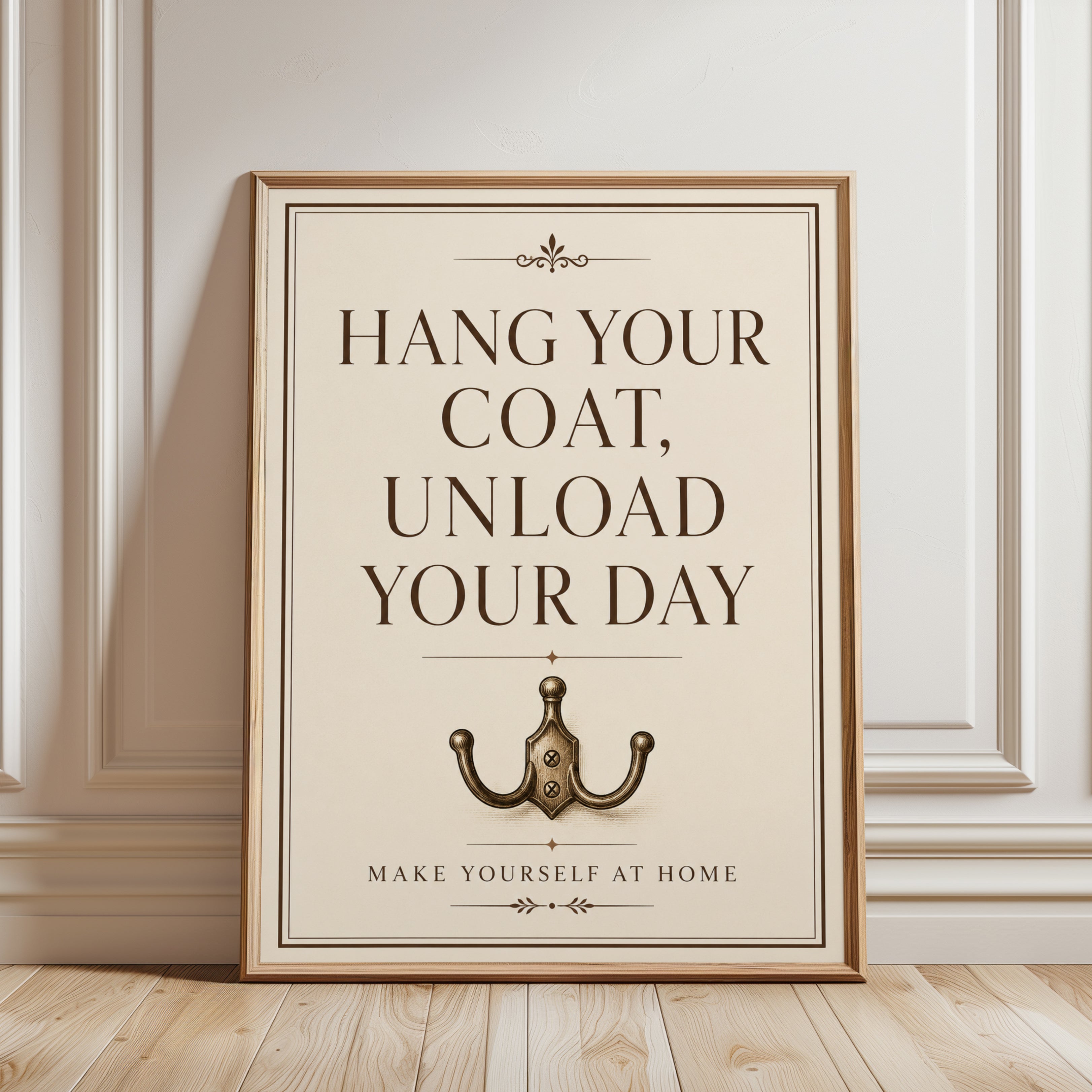 Entryway Wall Art – Hang Your Coat Print - framed detail