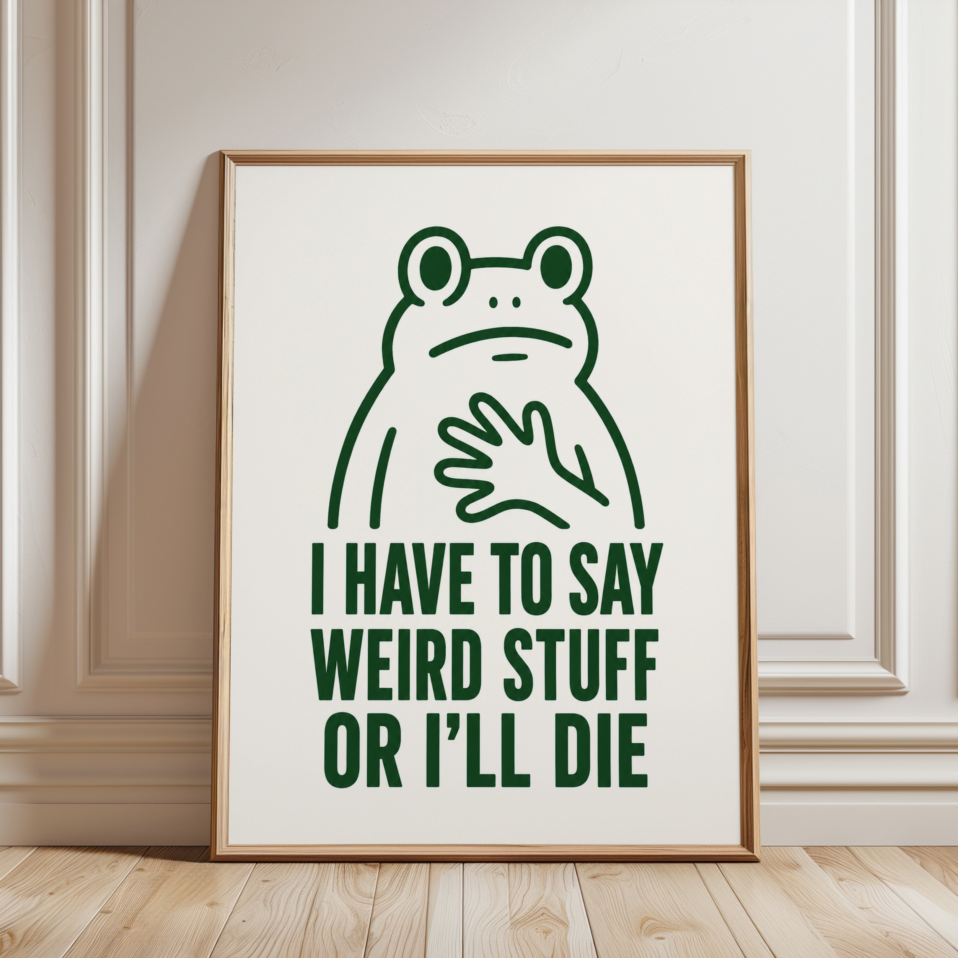 Funny Frog Meme Print - framed detail