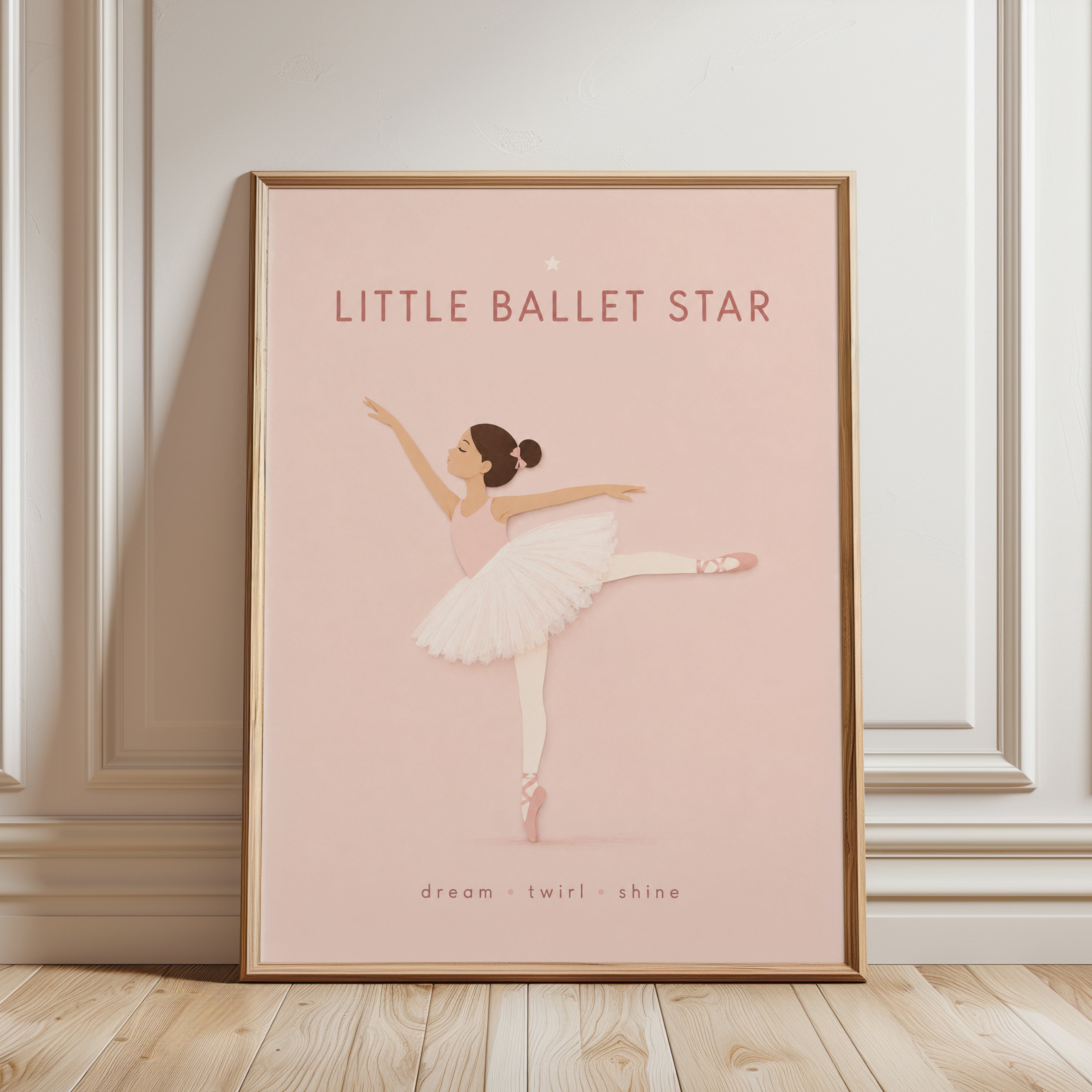 Ballet Nursery Wall Art – Ballerina Print - framed detail