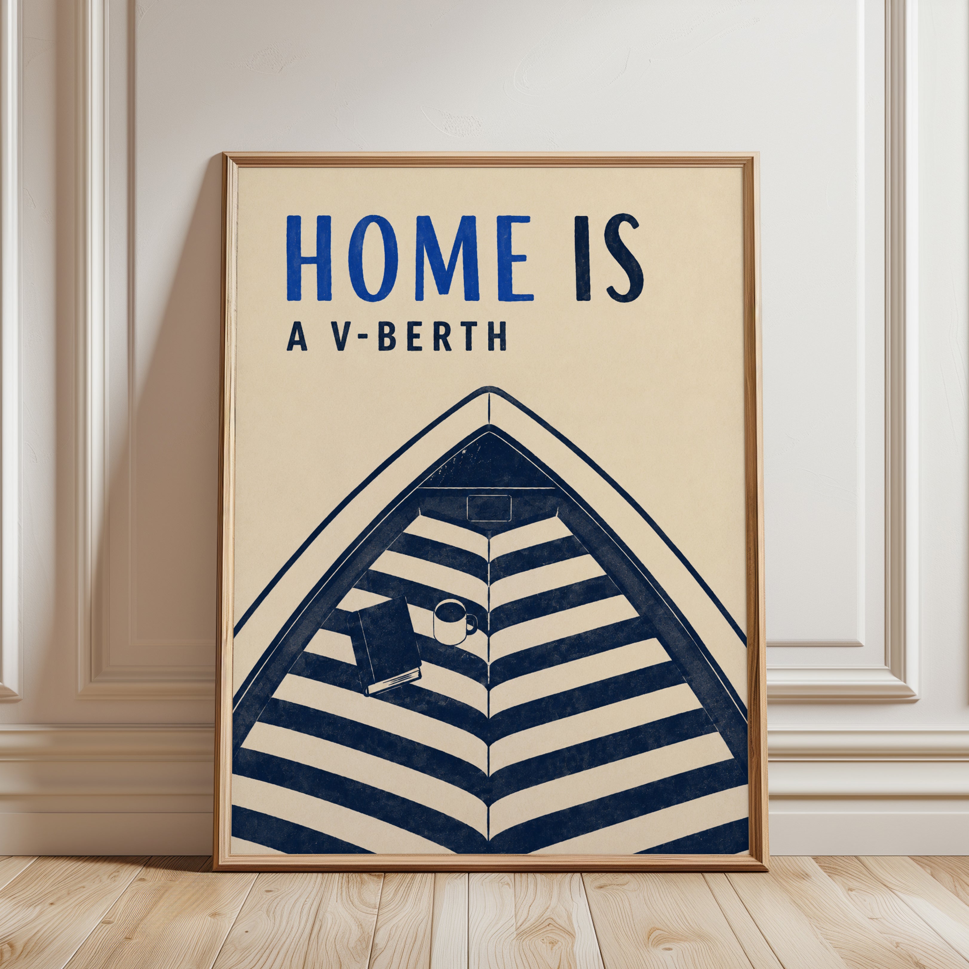Nautical Typography Print – Home Is A V-Berth - framed detail