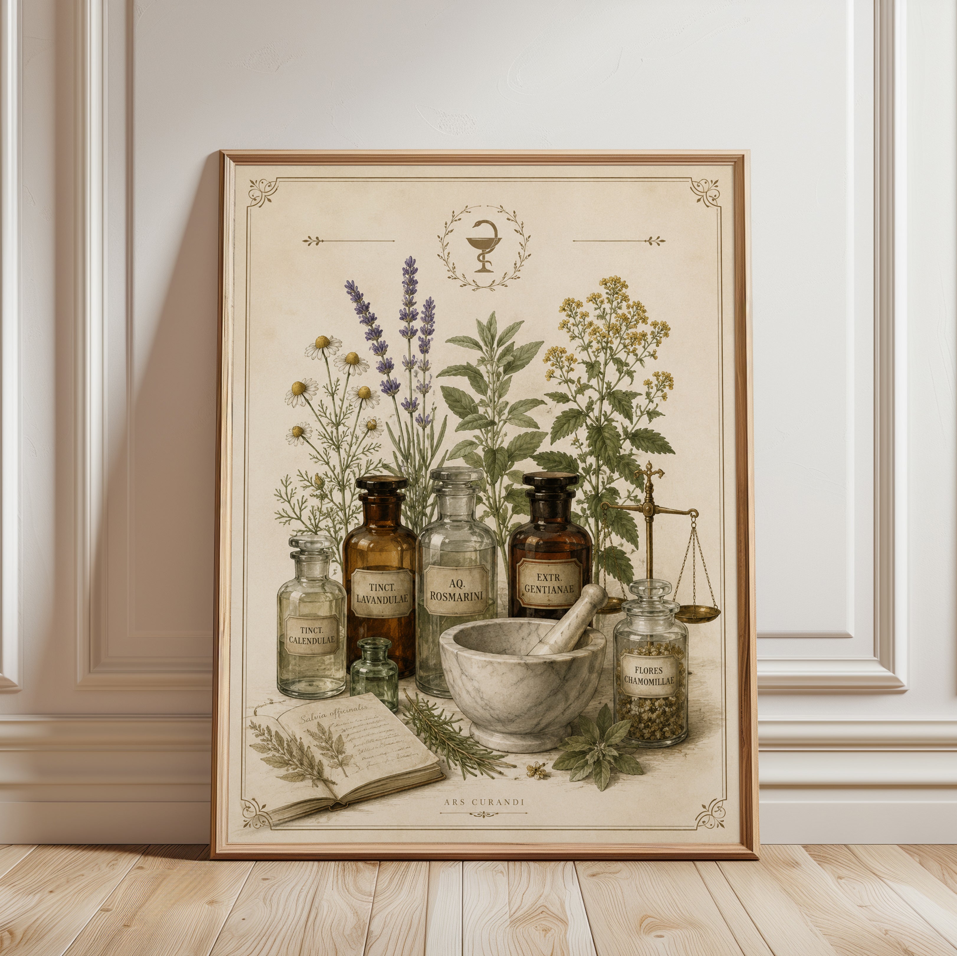 Apothecary Wall Art – Vintage Botanical Print - framed detail