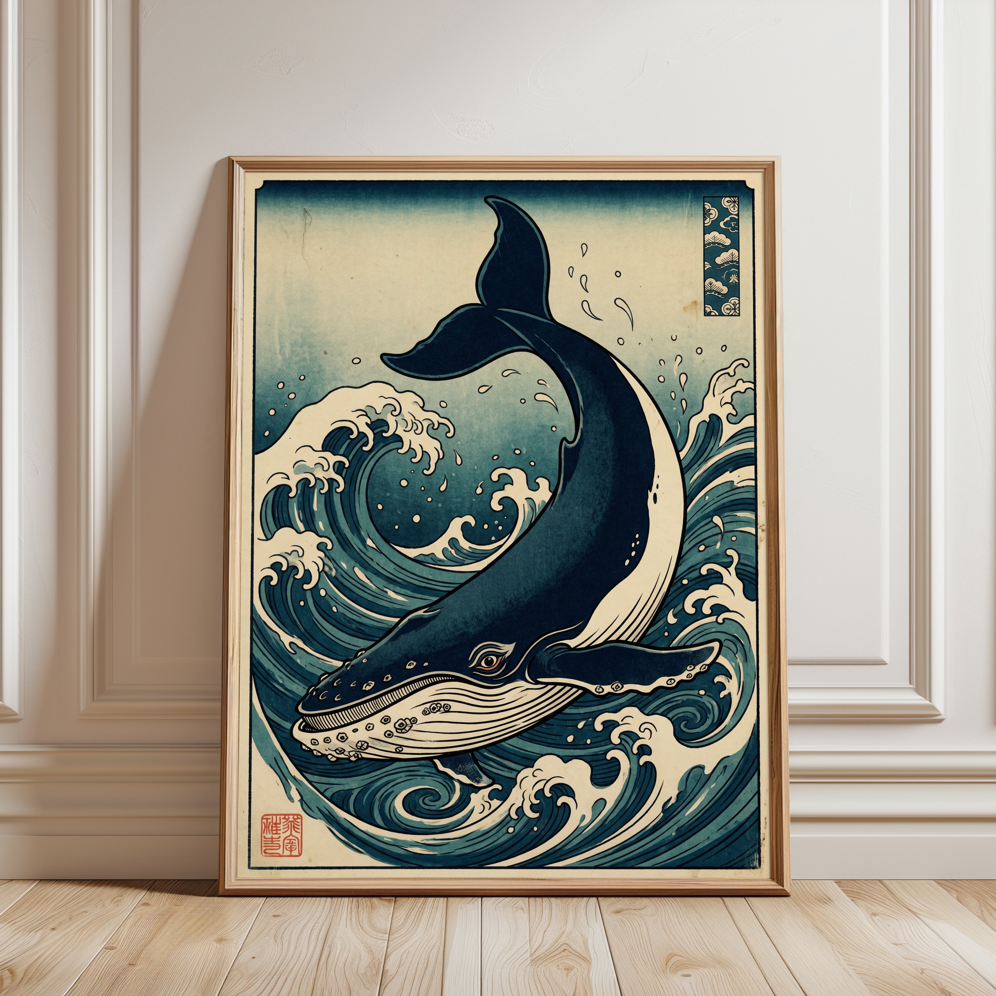 Orca Whale Print - framed detail