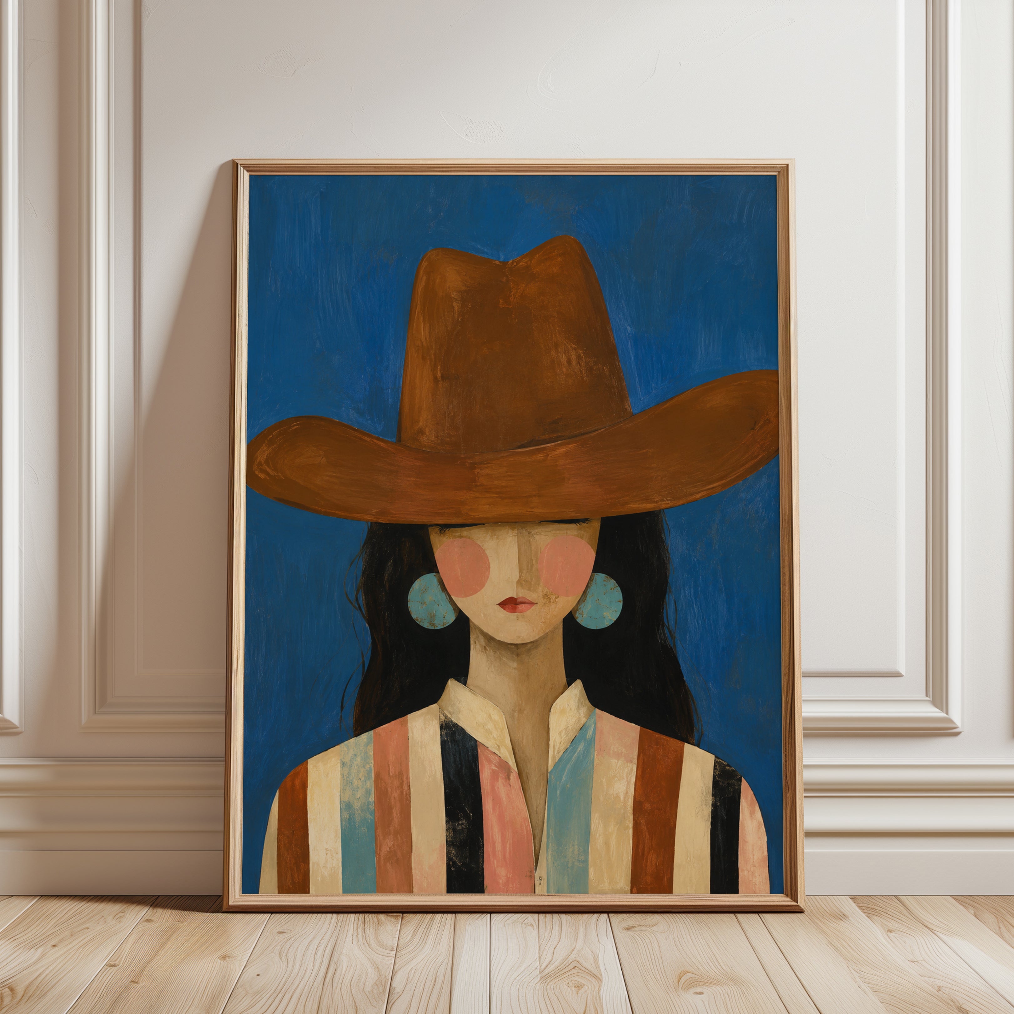 Cowgirl Wall Art – Western Portrait Print - framed detail