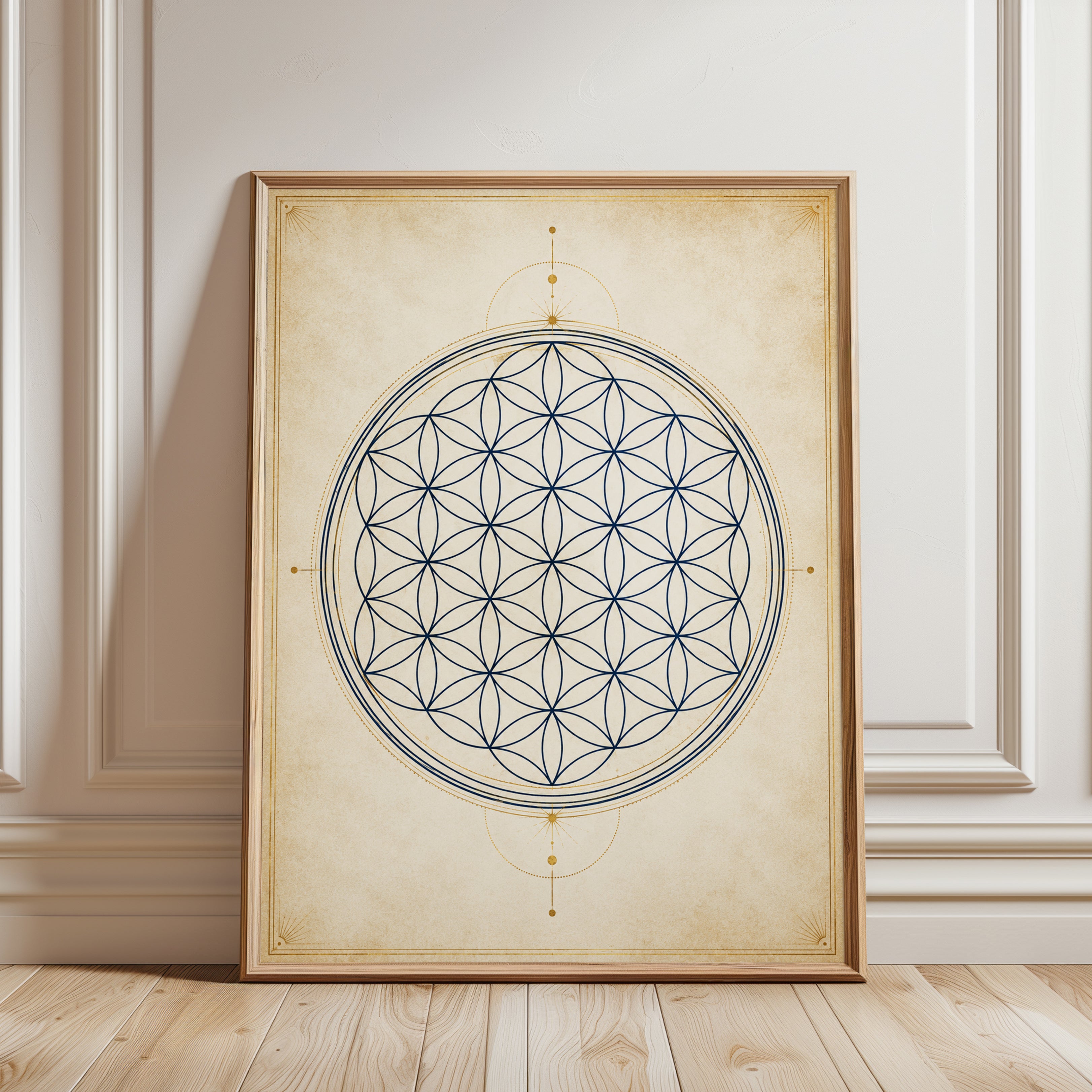 Flower of Life Mandala Print - framed detail