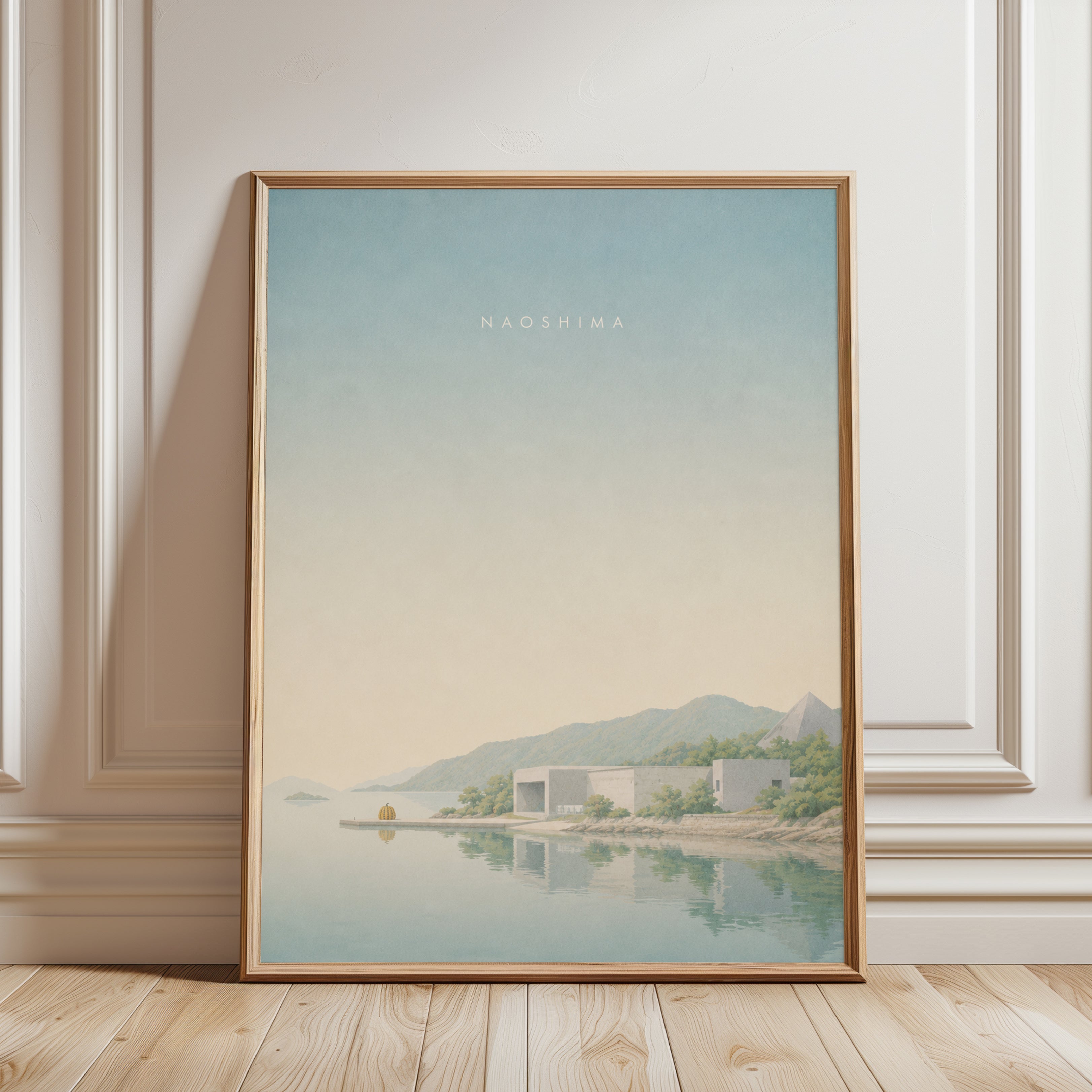 Naoshima Island Architecture Print: Minimalist Japanese Landscape - framed detail
