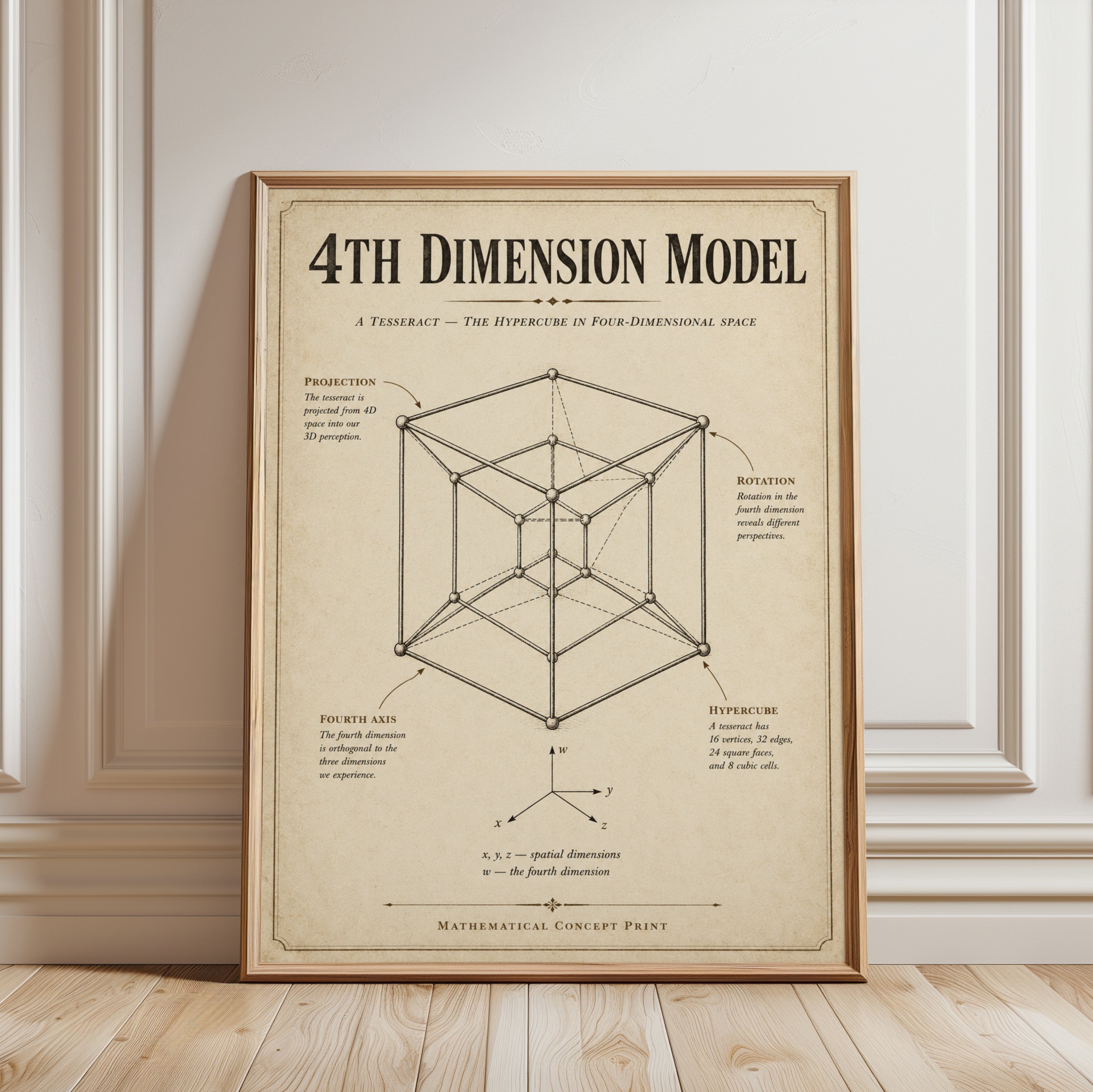 Geometric Wall Art – Hypercube Print - framed detail