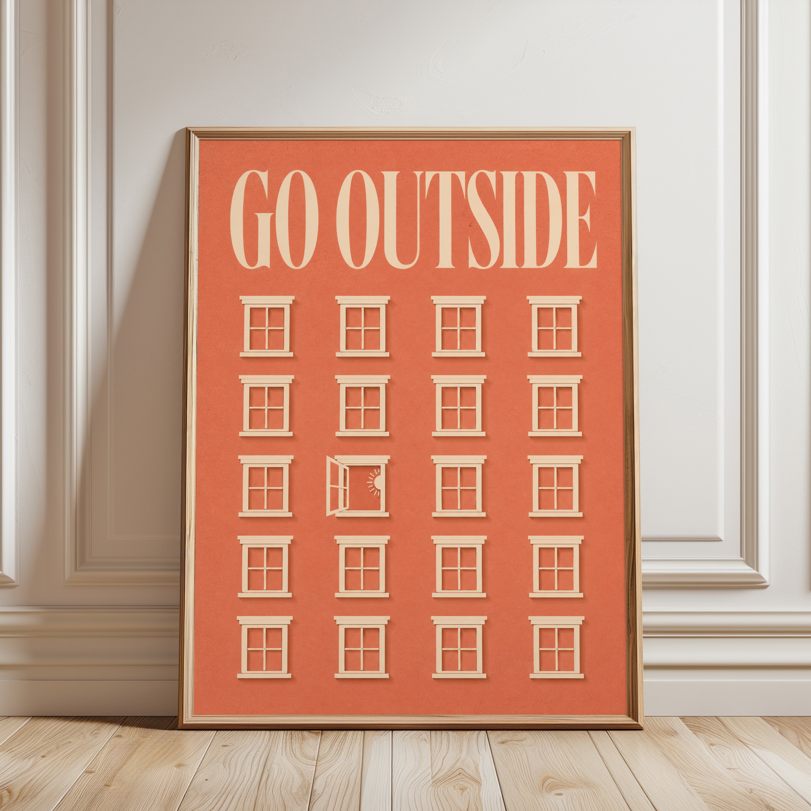 Go Outside Print – Coral Building Facade - framed detail