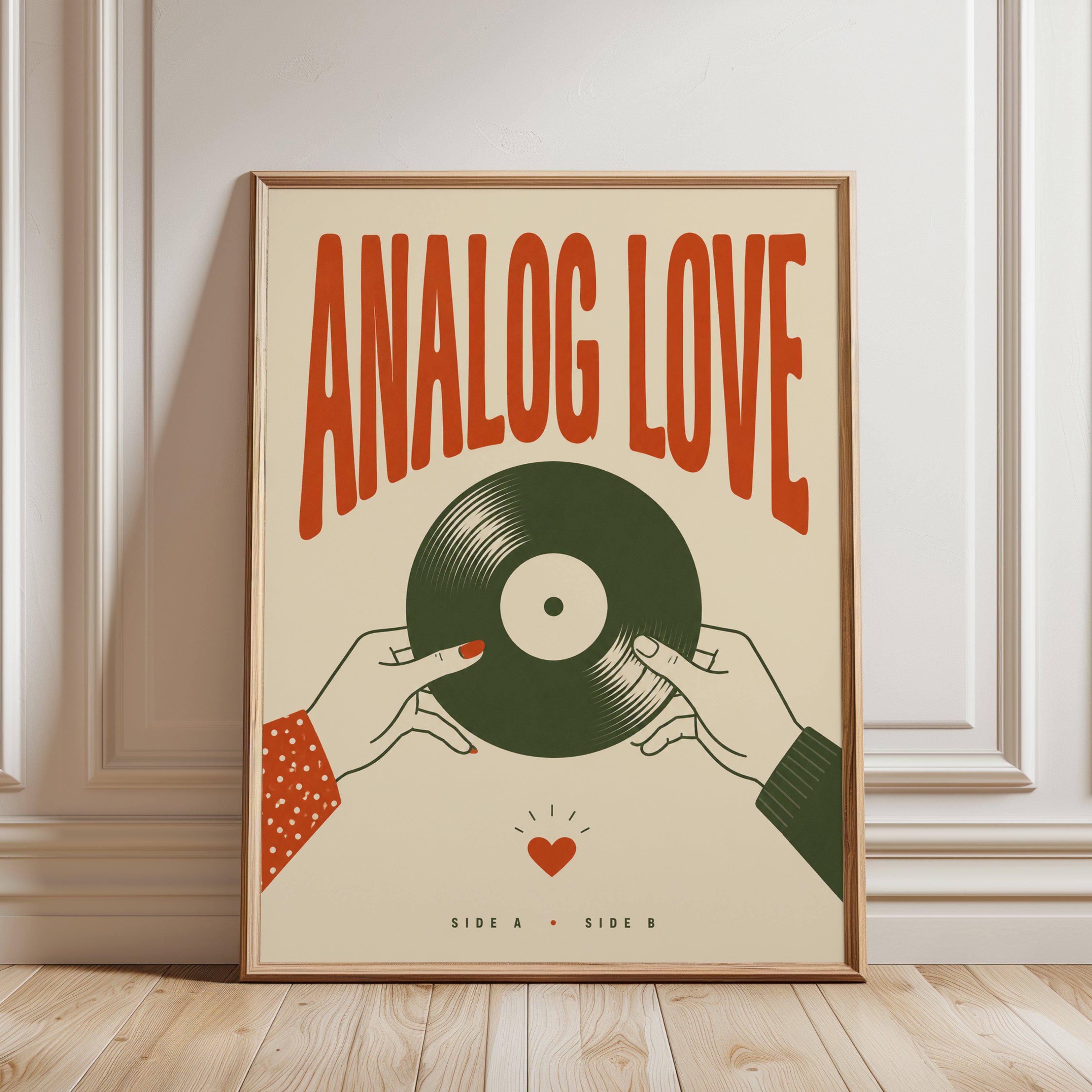 Retro Vinyl Record Poster - framed detail