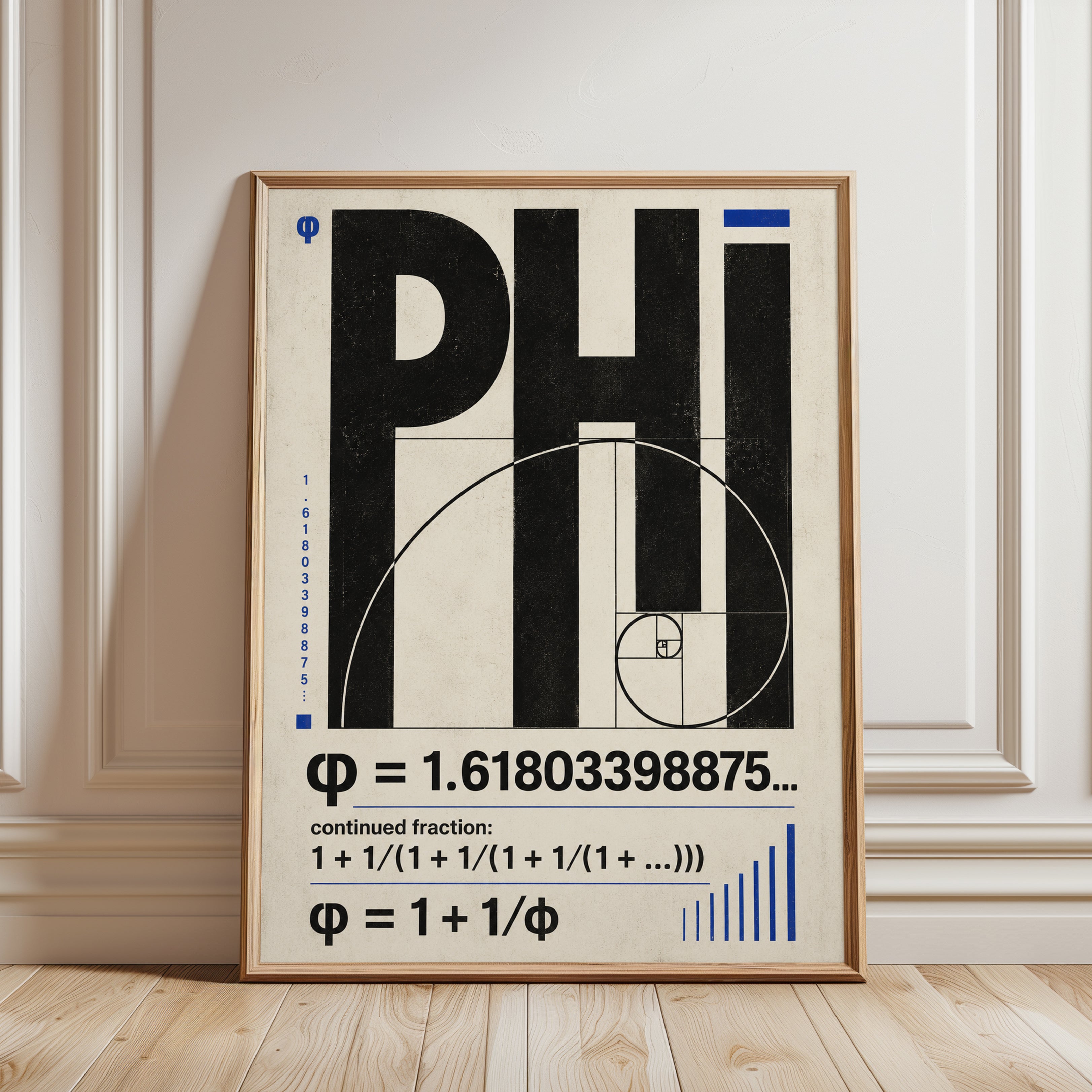 Golden Ratio Poster – Fibonacci Spiral Print - framed detail