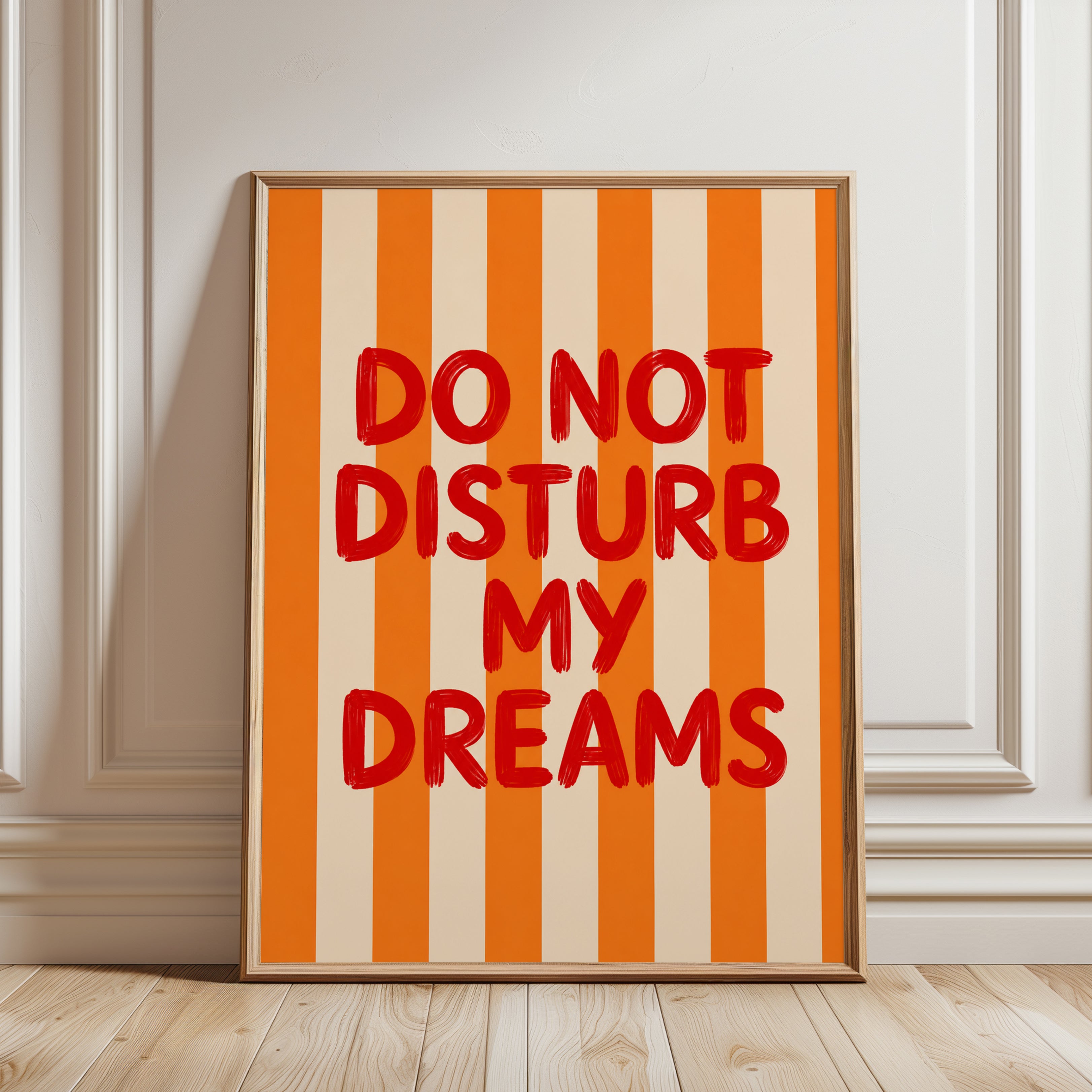Do Not Disturb My Dreams Print – Bold Retro Style - framed detail