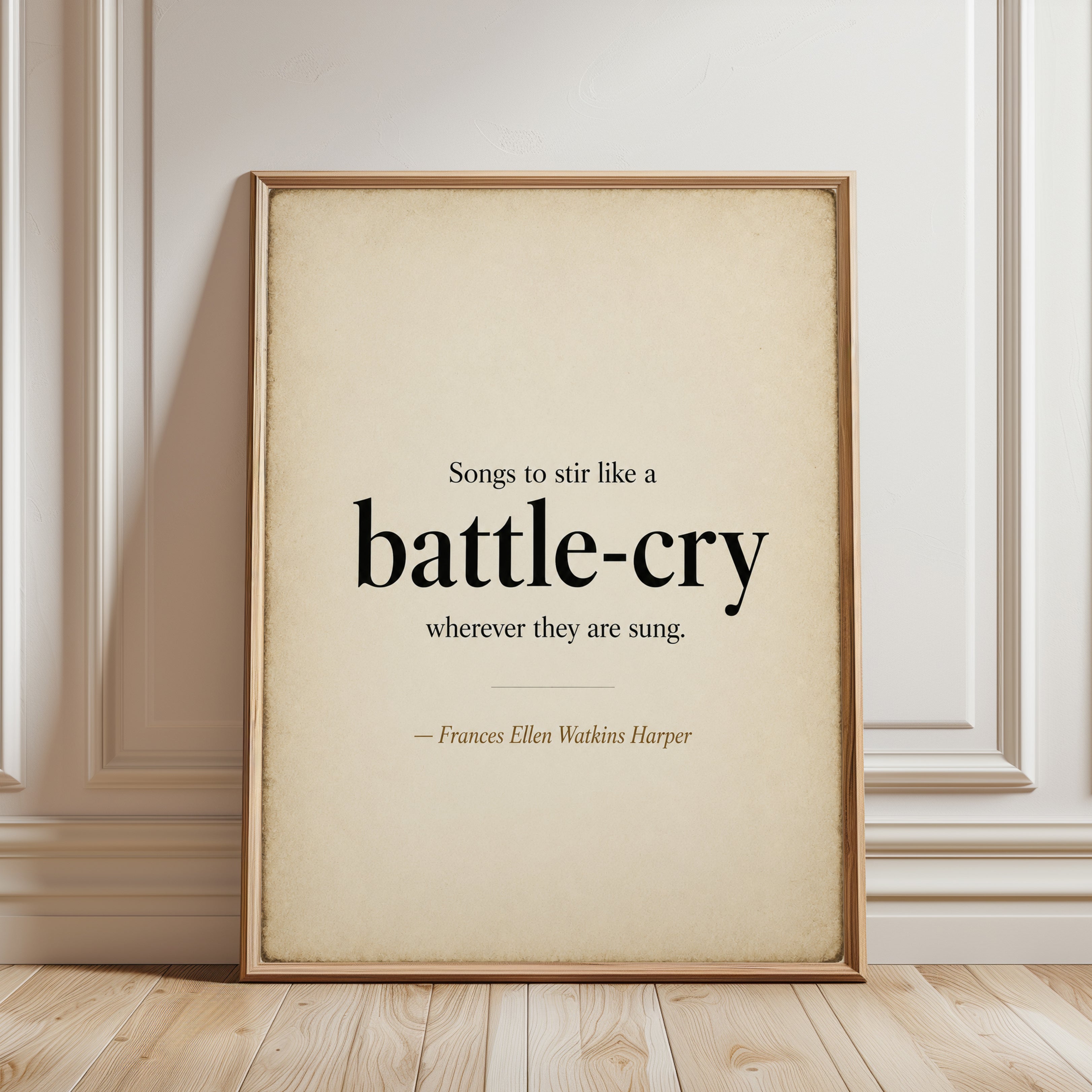 Literary Quote Print – Battle Cry Wall Art - framed detail