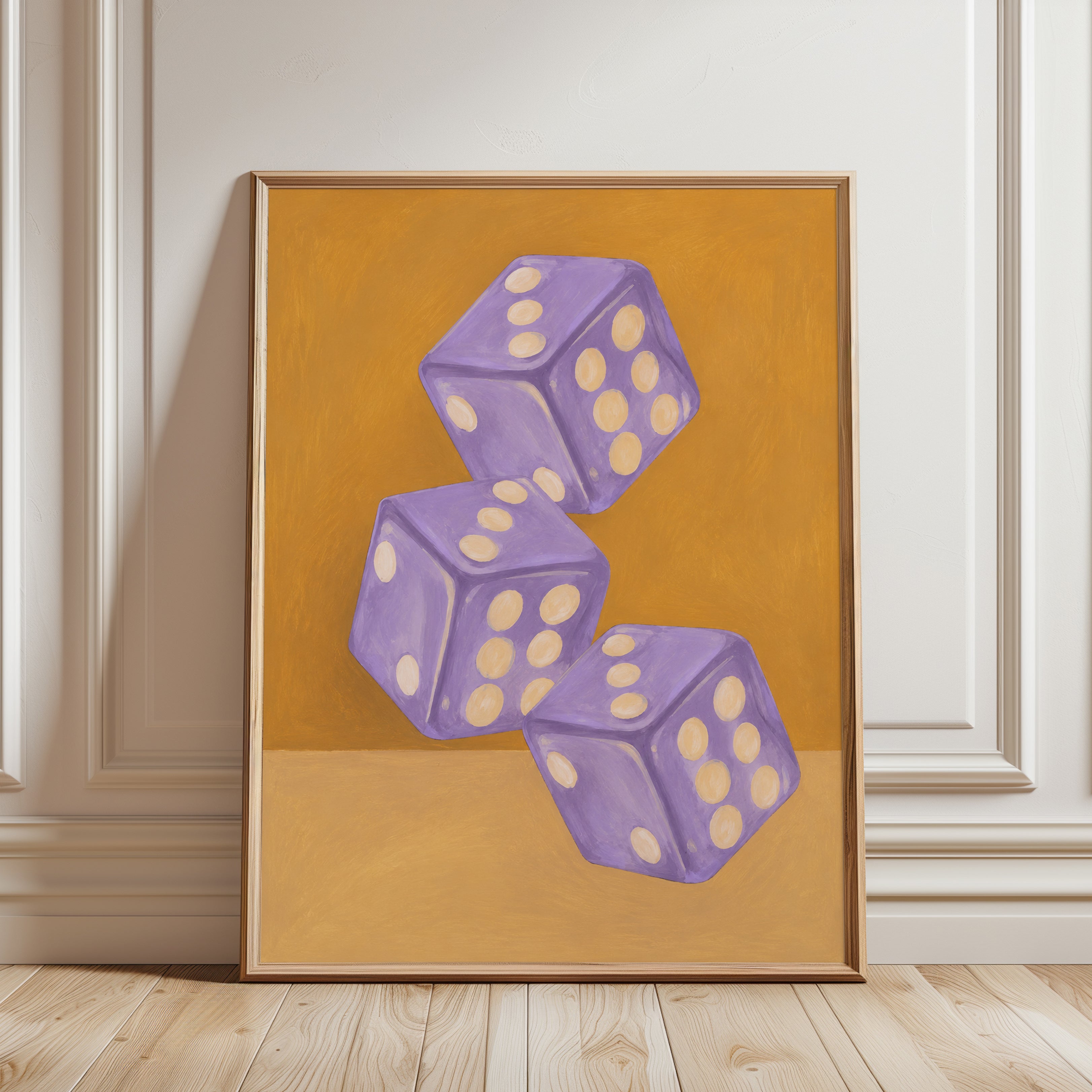 Retro Dice Wall Art – Vintage Game Room Decor - framed detail