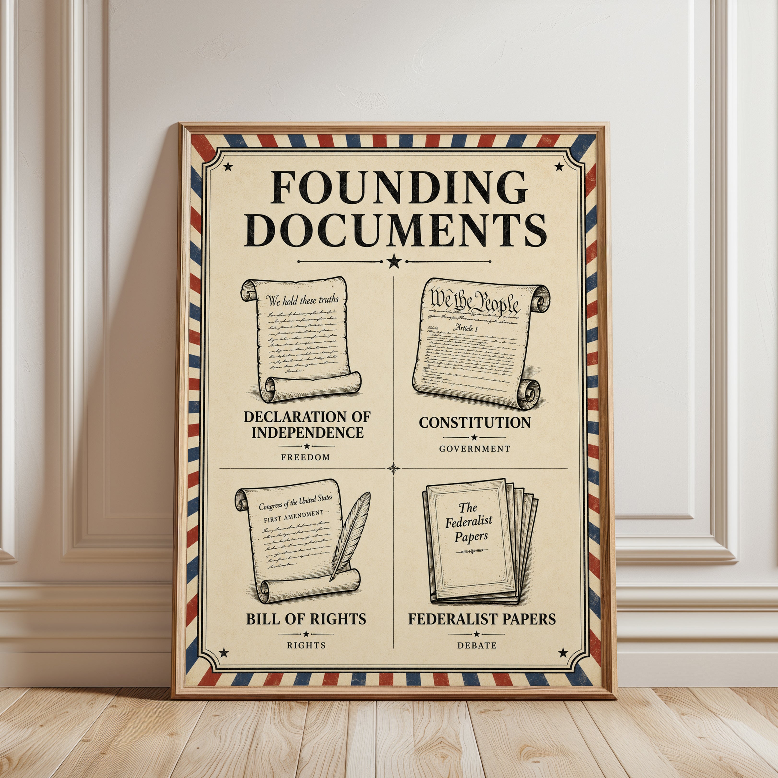 American History Poster - framed detail