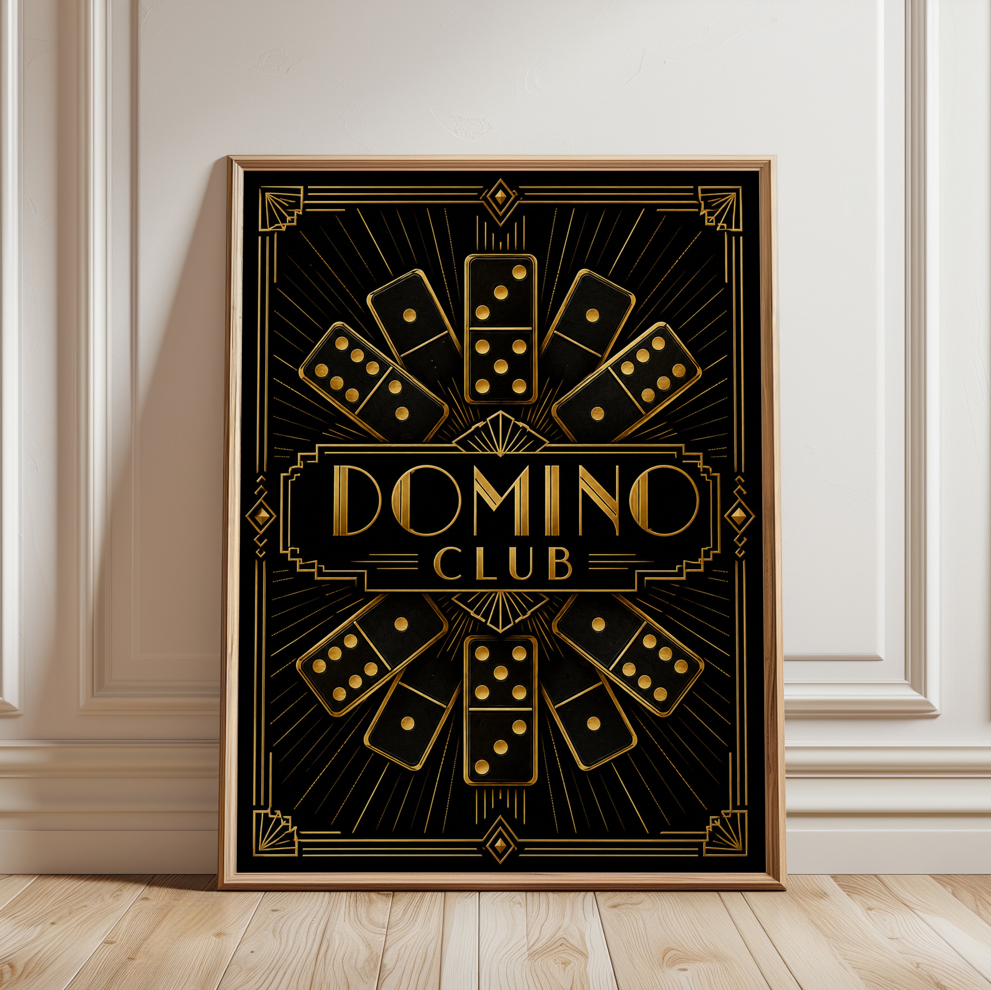 Art Deco Game Room Wall Art – Domino Poster - framed detail