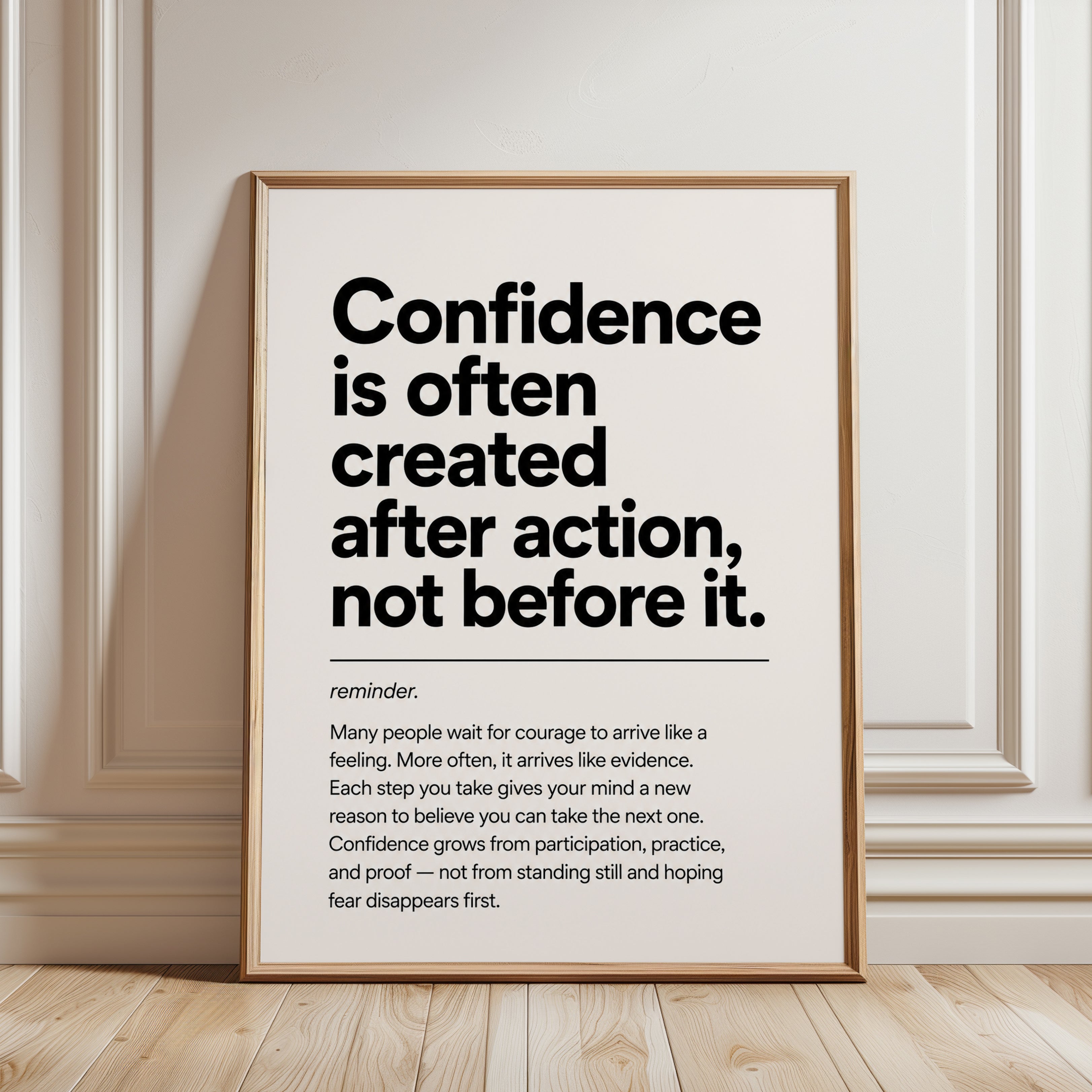 Confidence Typography Print - framed detail