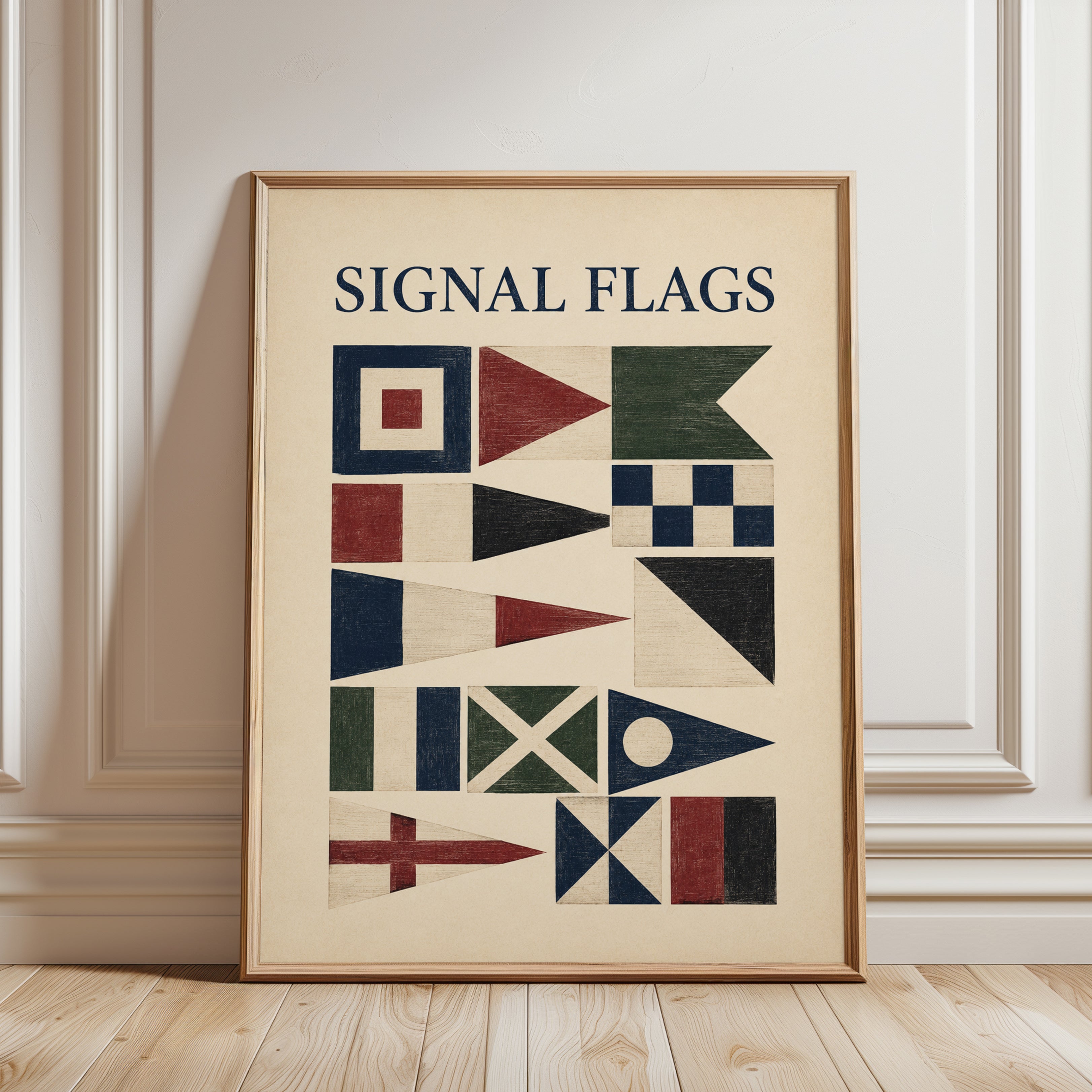 Nautical Signal Flags Print – Maritime Wall Art - framed detail